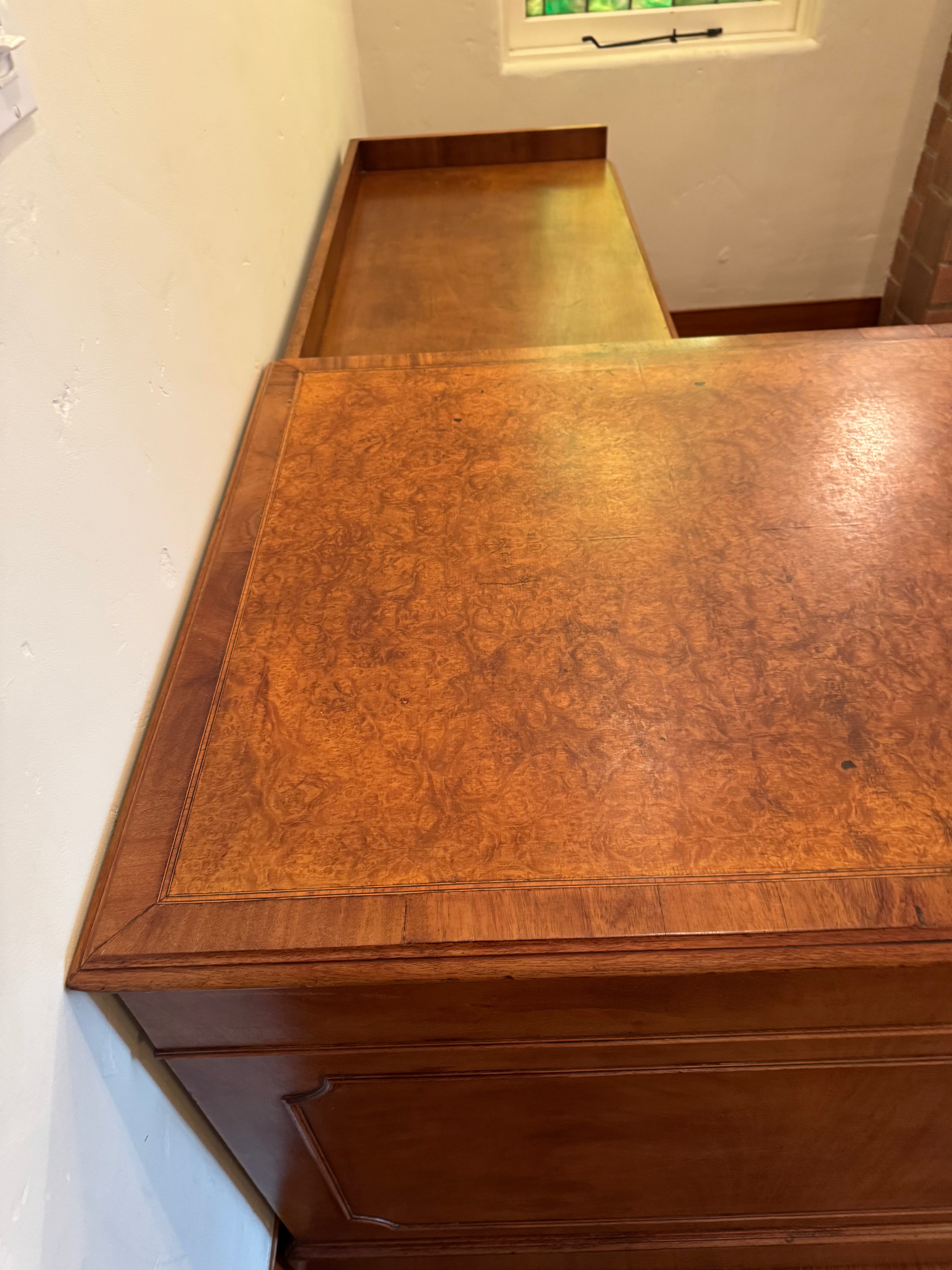 AF5-045: Antique English Georgian Mahogany Executive Desk With Side Return