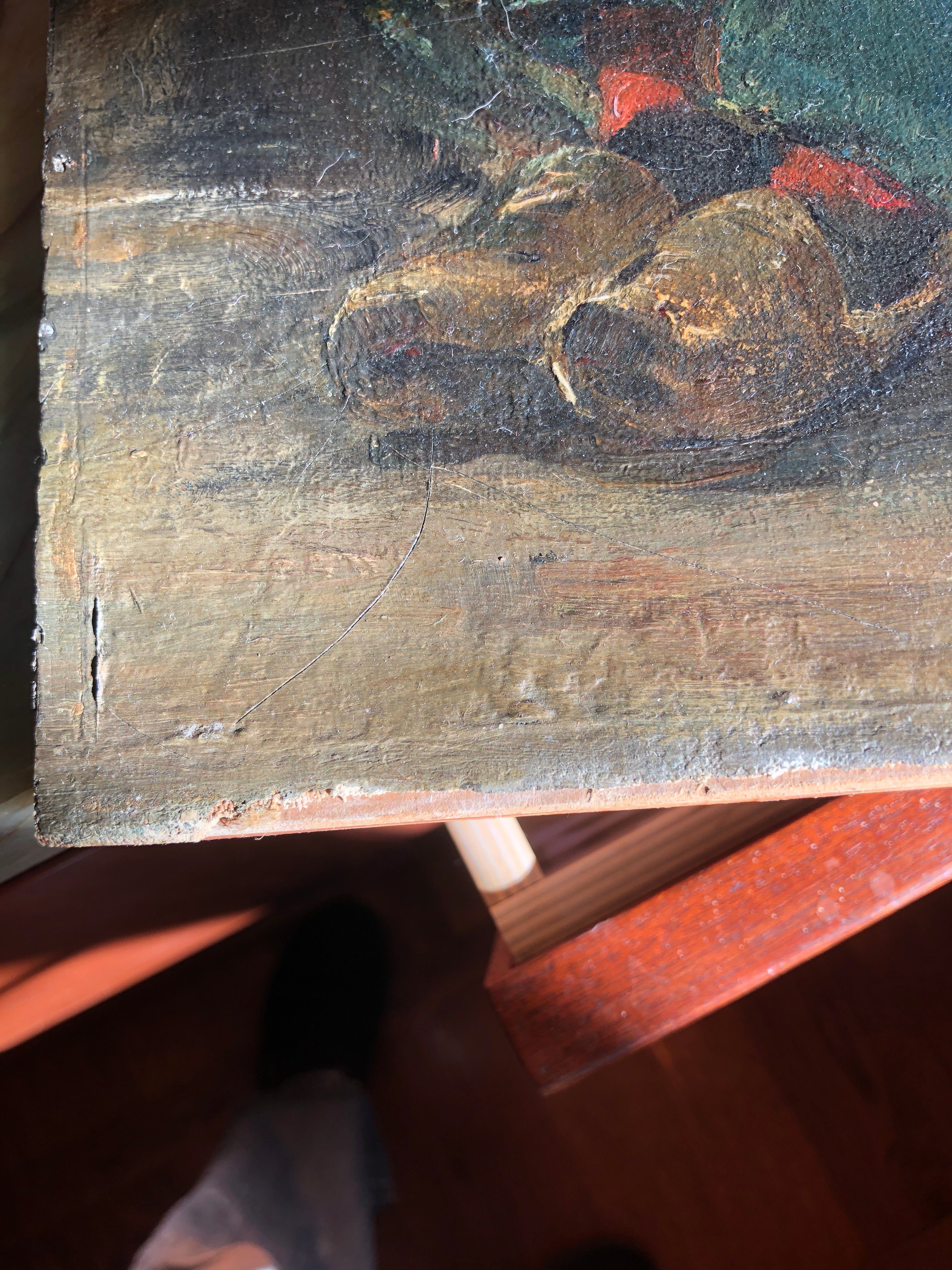AW991:  Max Liebermann (Attributed) Oil on Board Painting Forlorn Woman at Curbside