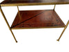 Simon Loscertales Bona Zaragoza Spanish Brass & Leather Modernist Two Tier Side Table | Work of Man