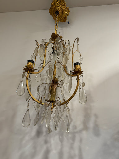 Antique French Gilt Brass Crystal Chandelier | Work of Man