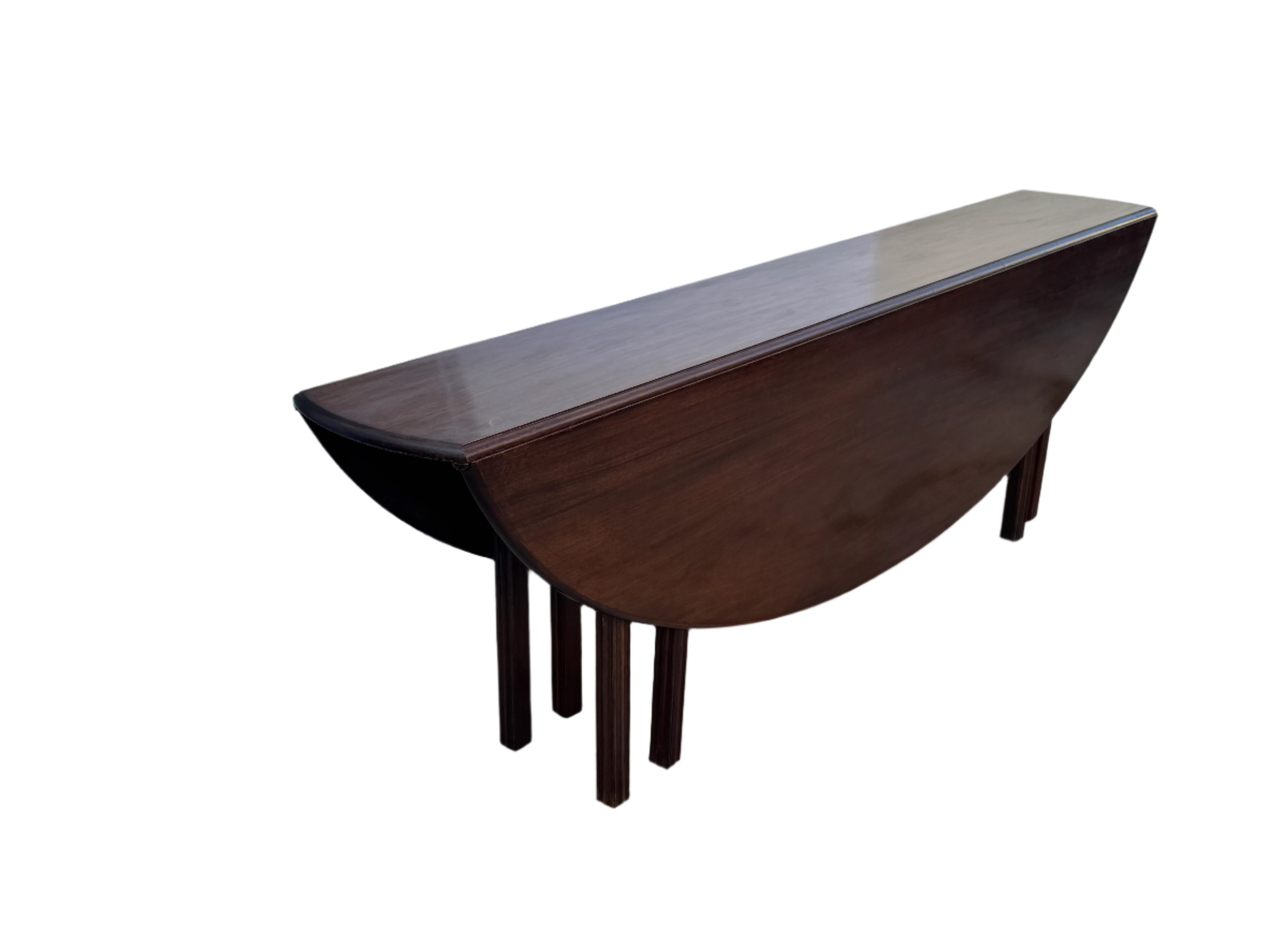 AF1-425: Antique English Mahogany Oval Drop Leaf Wake Table Late 19th Century