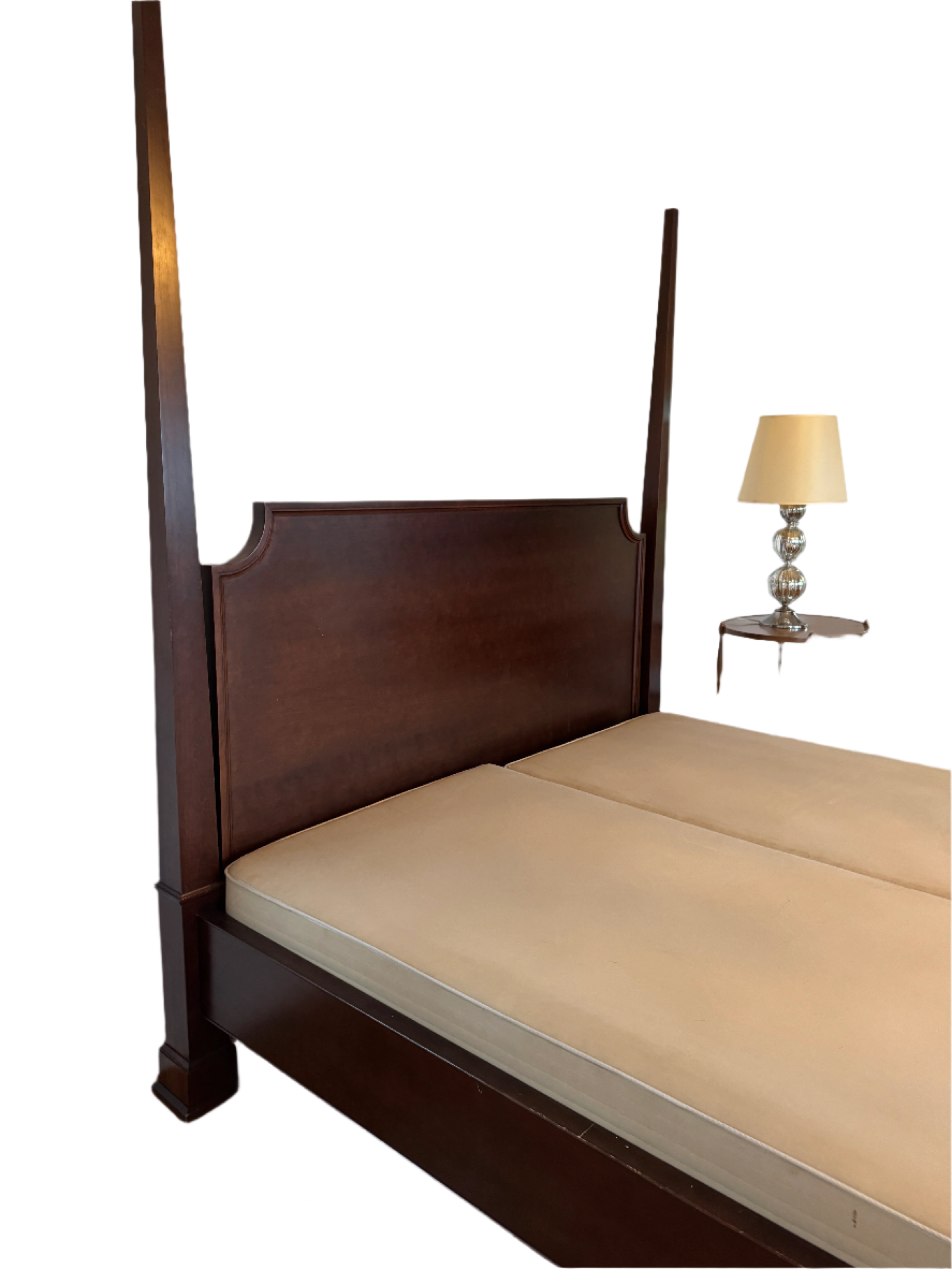 AF6-020: Restoration Hardware Four Poster California King Mahogany Bed Frame With Tester Late 20th Century