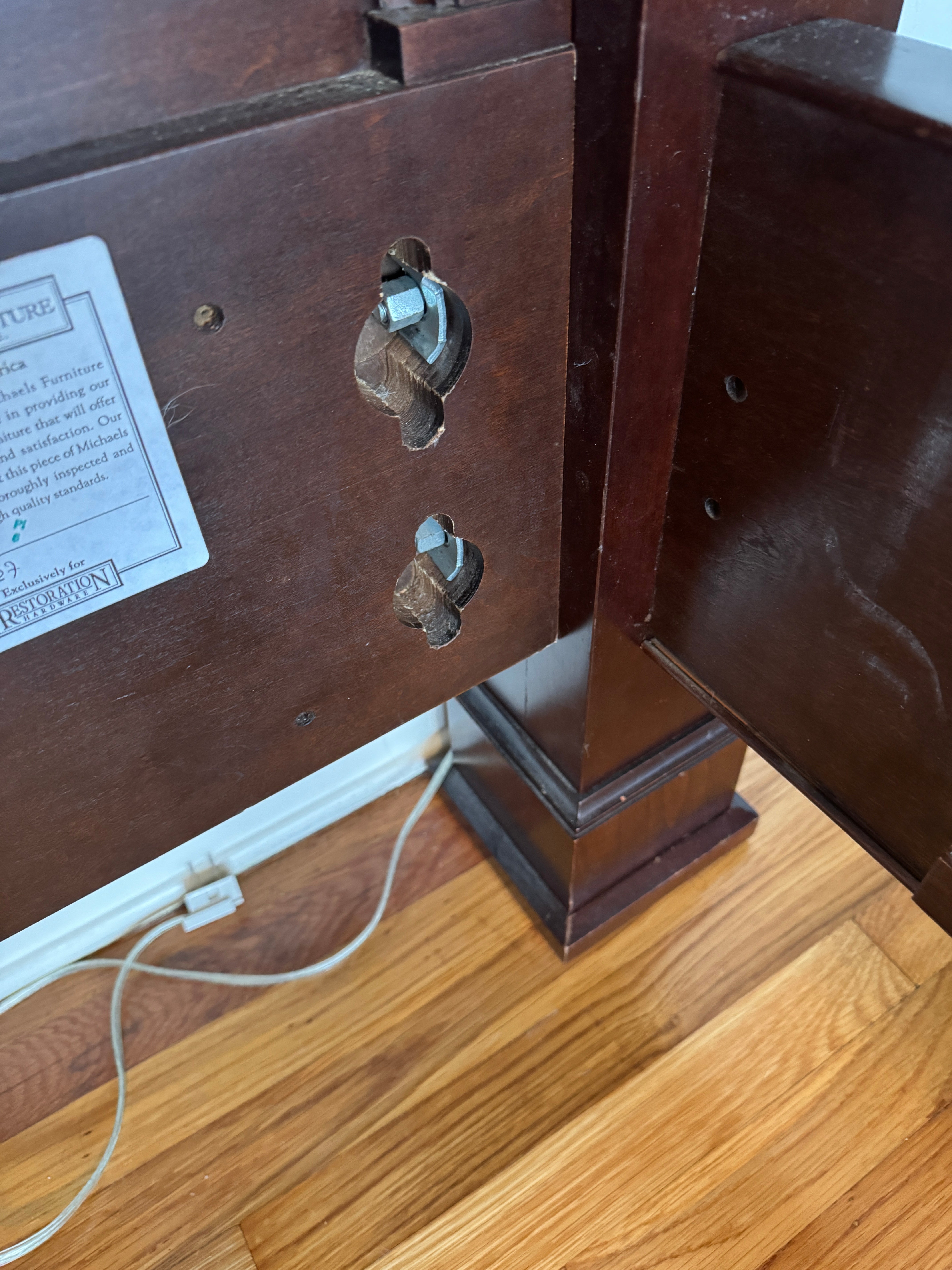 AF6-020: Restoration Hardware Four Poster California King Mahogany Bed Frame With Tester Late 20th Century