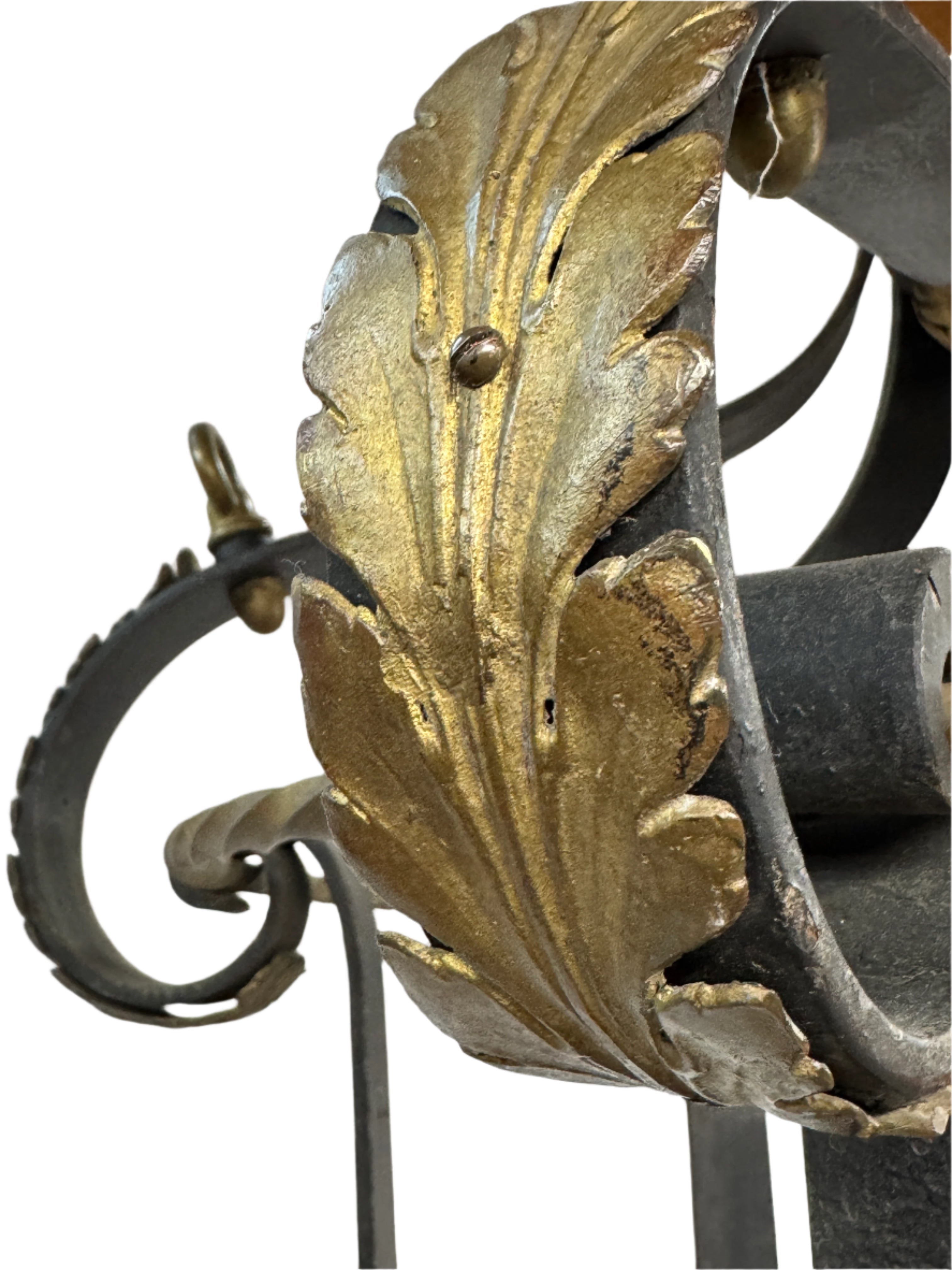 AL1-092: Antique Iron & Brass Gas Pendant Lantern Conversion