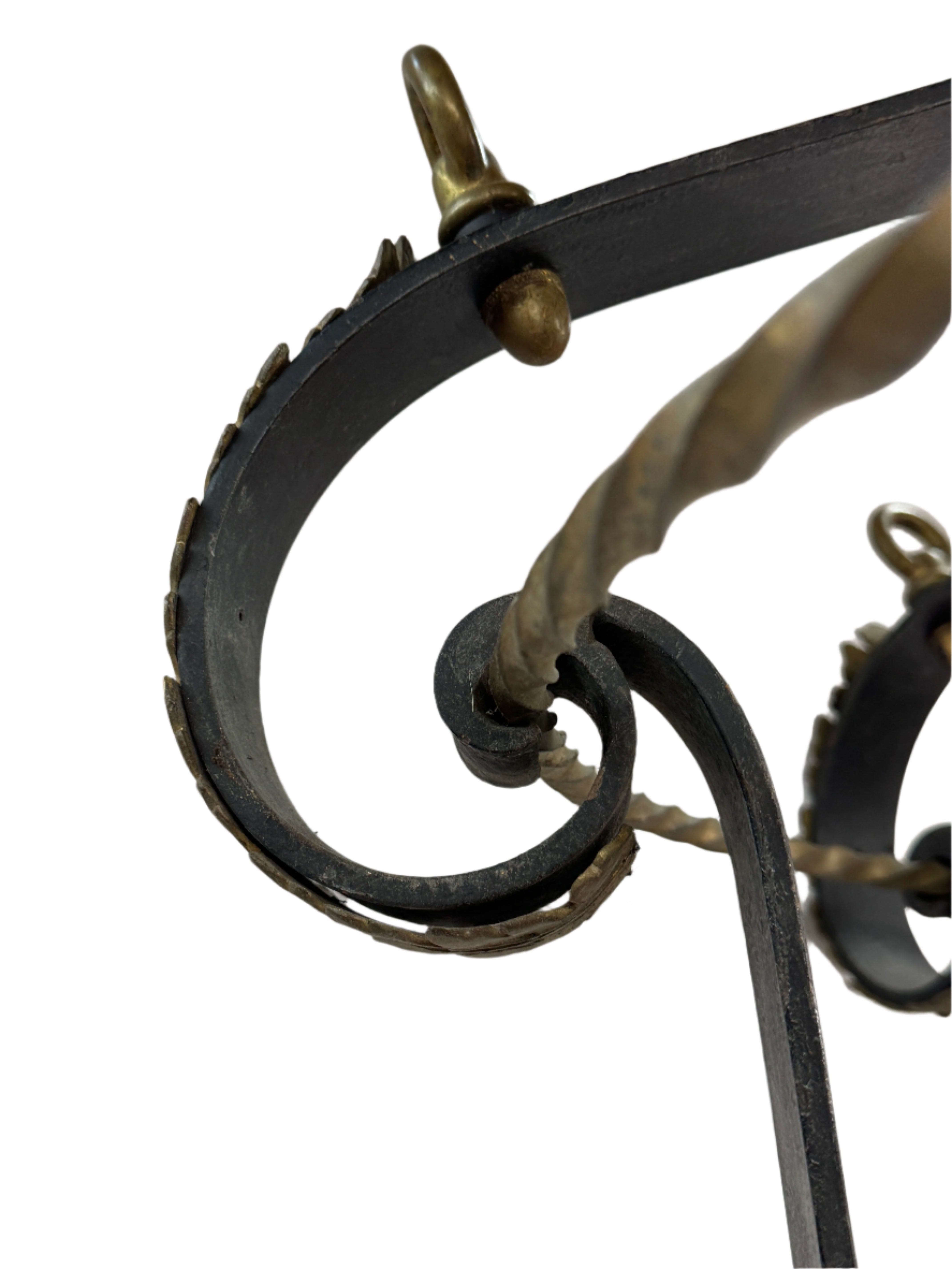 AL1-092: Antique Iron & Brass Gas Pendant Lantern Conversion