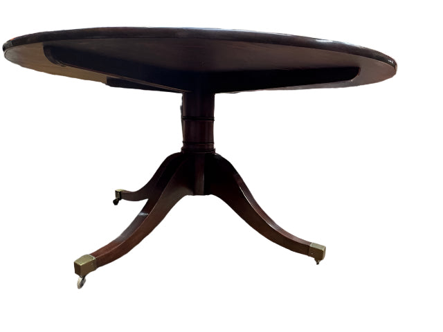 AF1-014:  ANTIQUE EARLY 20th CENTURY ENGLISH REGENCY STYLE MAHOGANY 60" DIAMETER DINING TABLE
