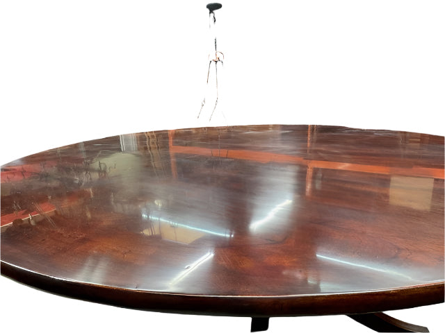 AF1-014:  ANTIQUE EARLY 20th CENTURY ENGLISH REGENCY STYLE MAHOGANY 60" DIAMETER DINING TABLE