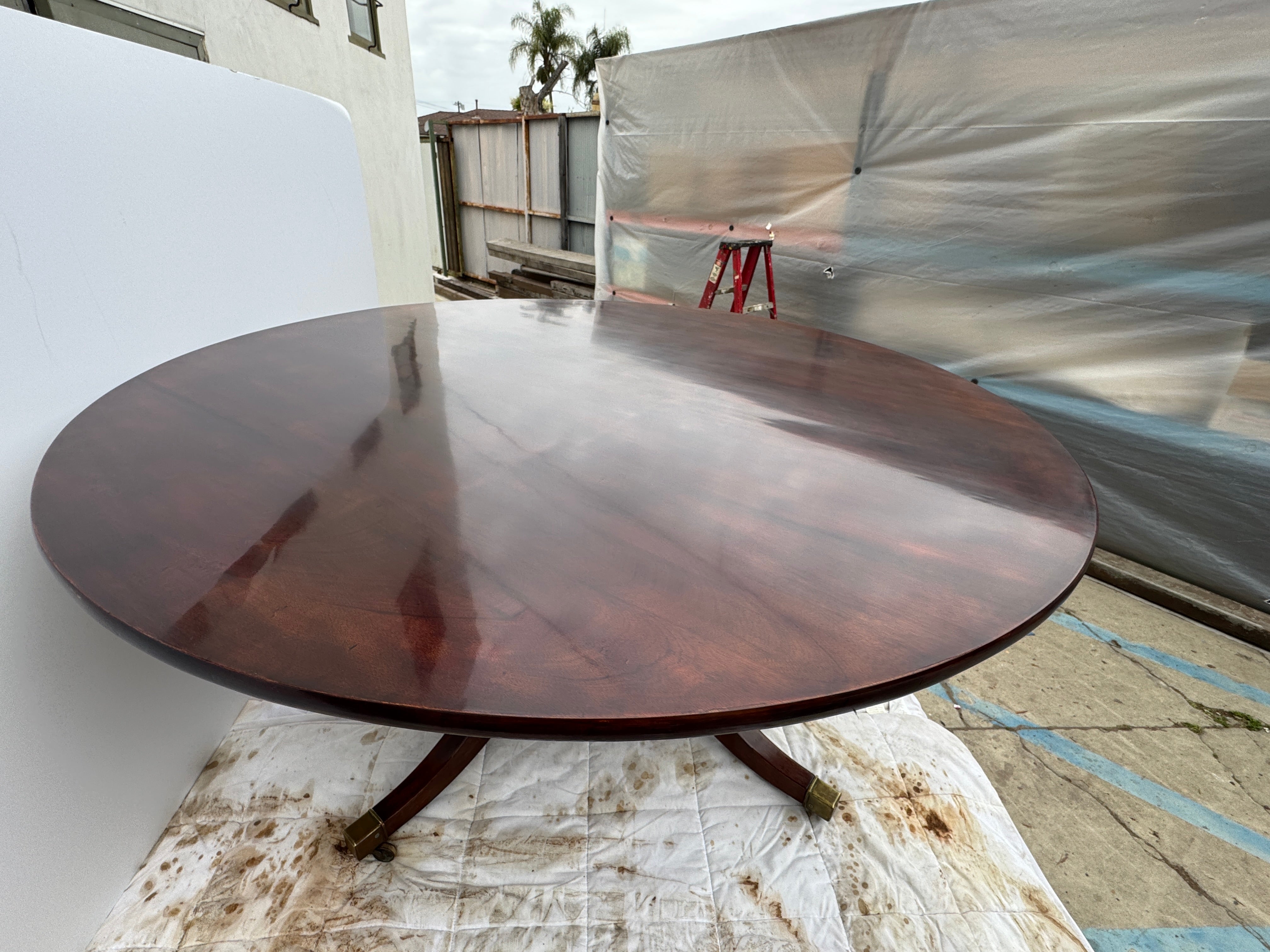 AF1-014:  ANTIQUE EARLY 20th CENTURY ENGLISH REGENCY STYLE MAHOGANY 60" DIAMETER DINING TABLE