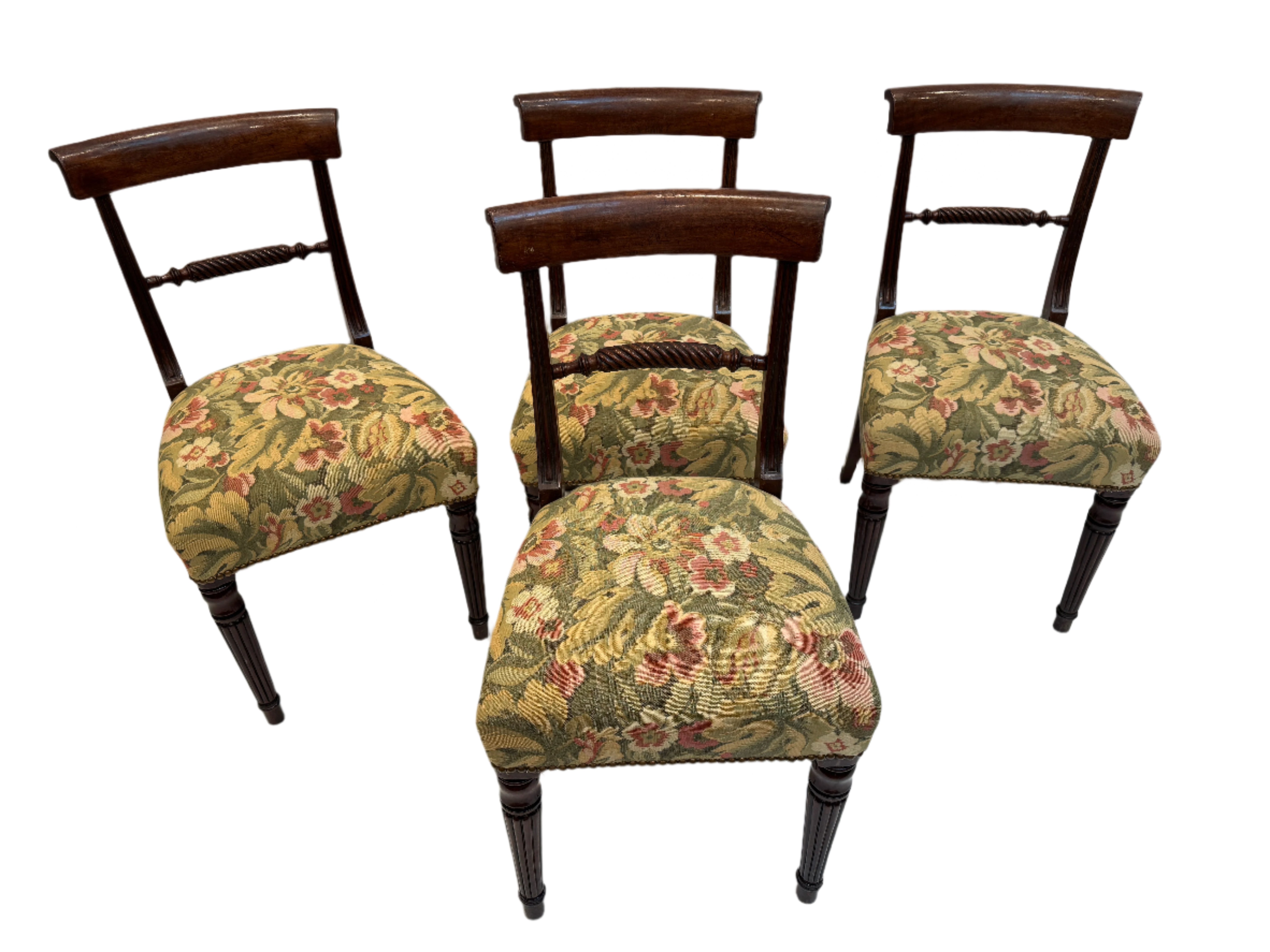 Antique Set of Four English Regency Mahogany Side Chairs Early 19th Century | Work of Man