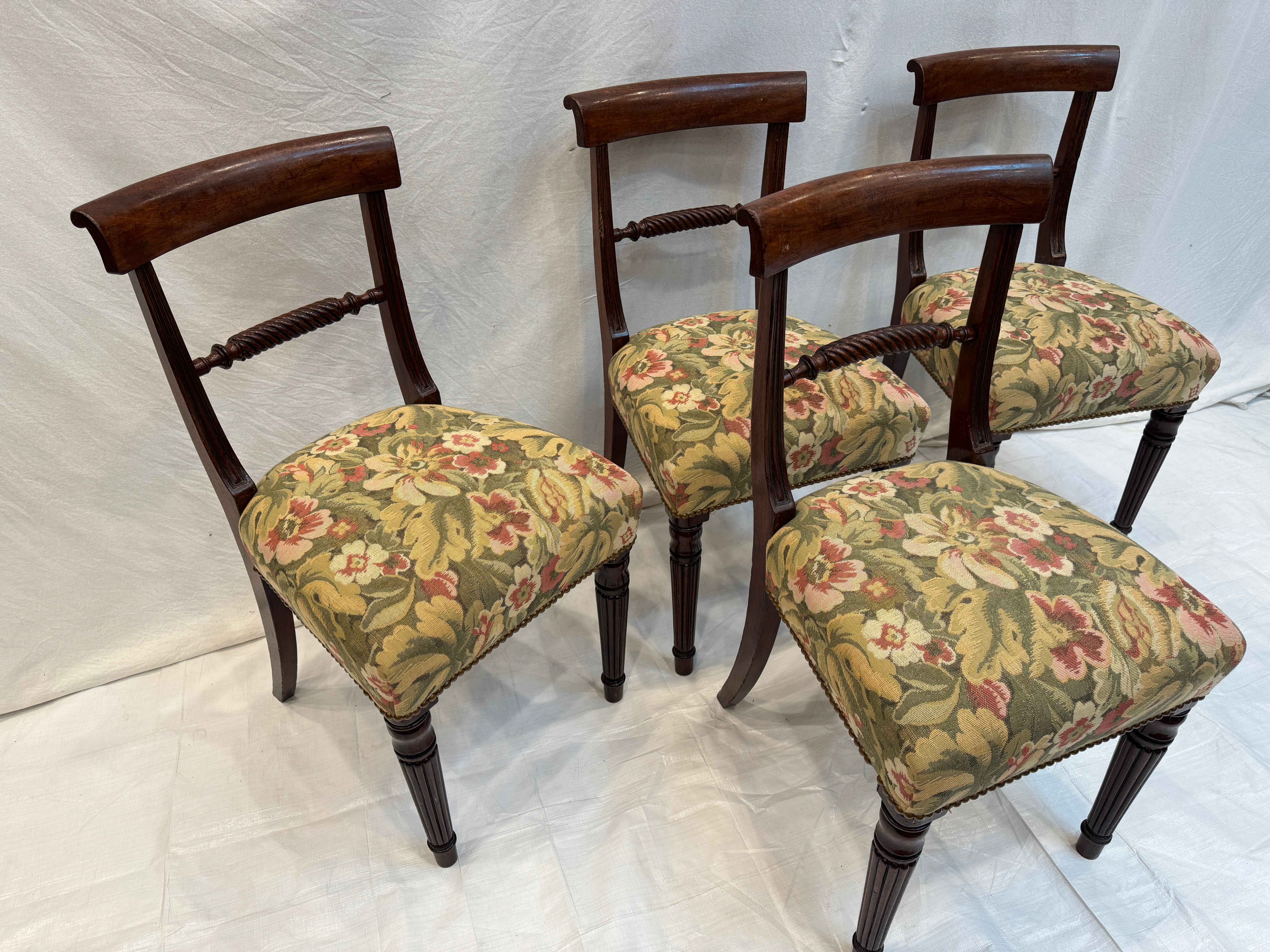 AF2-260: Antique Set of Four English Regency Mahogany Side Chairs Early 19th Century