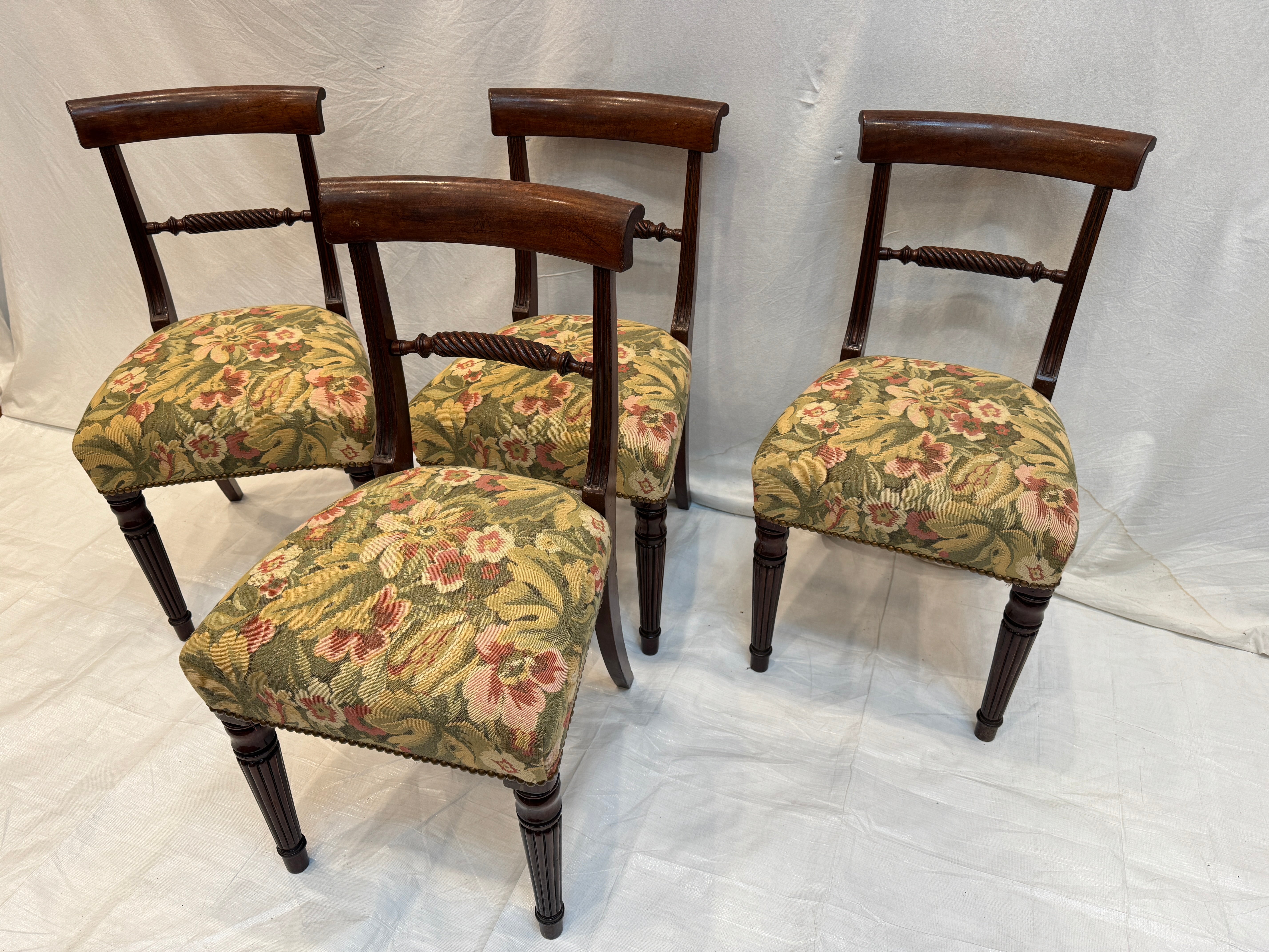 AF2-260: Antique Set of Four English Regency Mahogany Side Chairs Early 19th Century