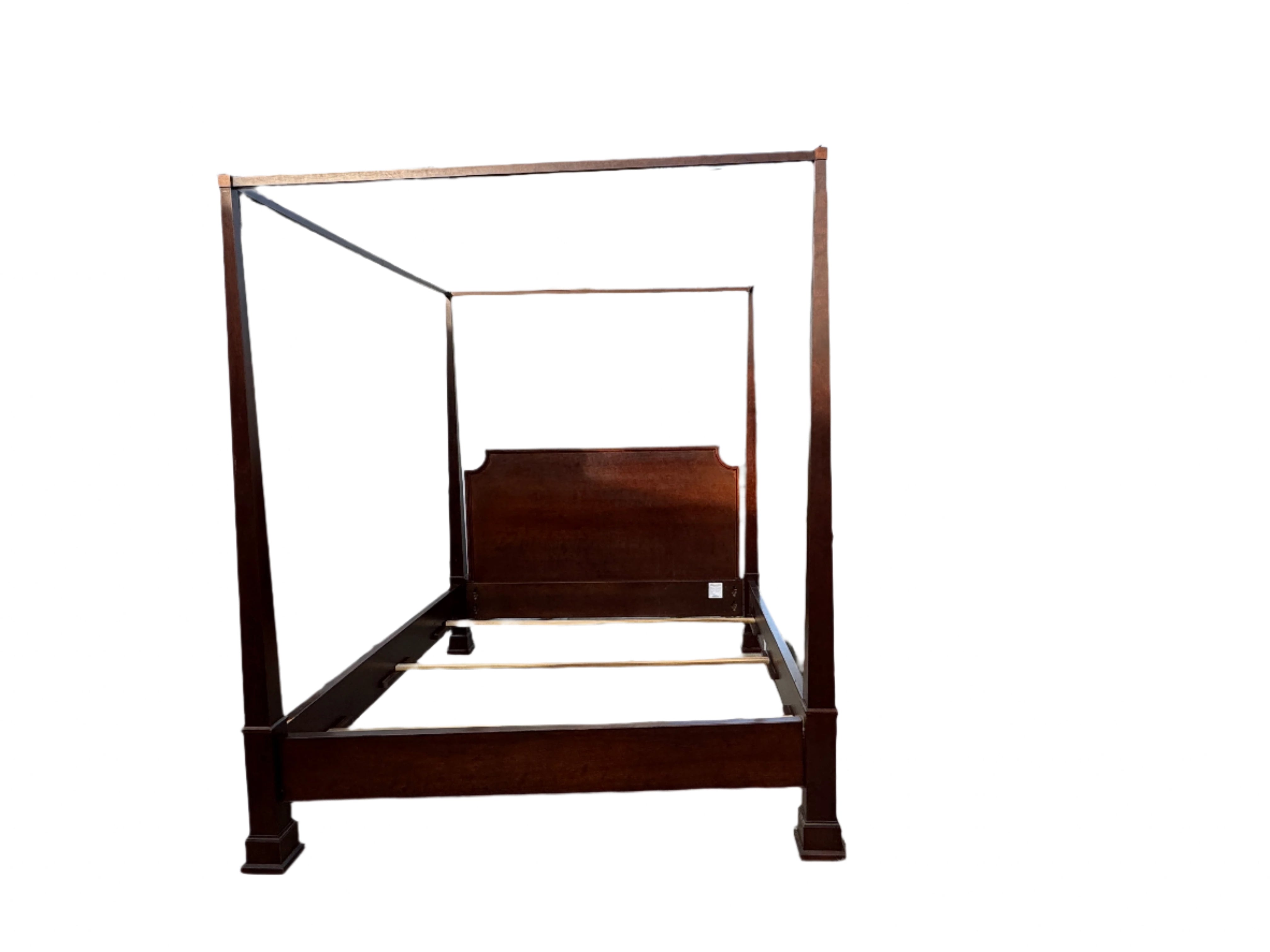 AF6-020: Restoration Hardware Four Poster California King Mahogany Bed Frame With Tester Late 20th Century