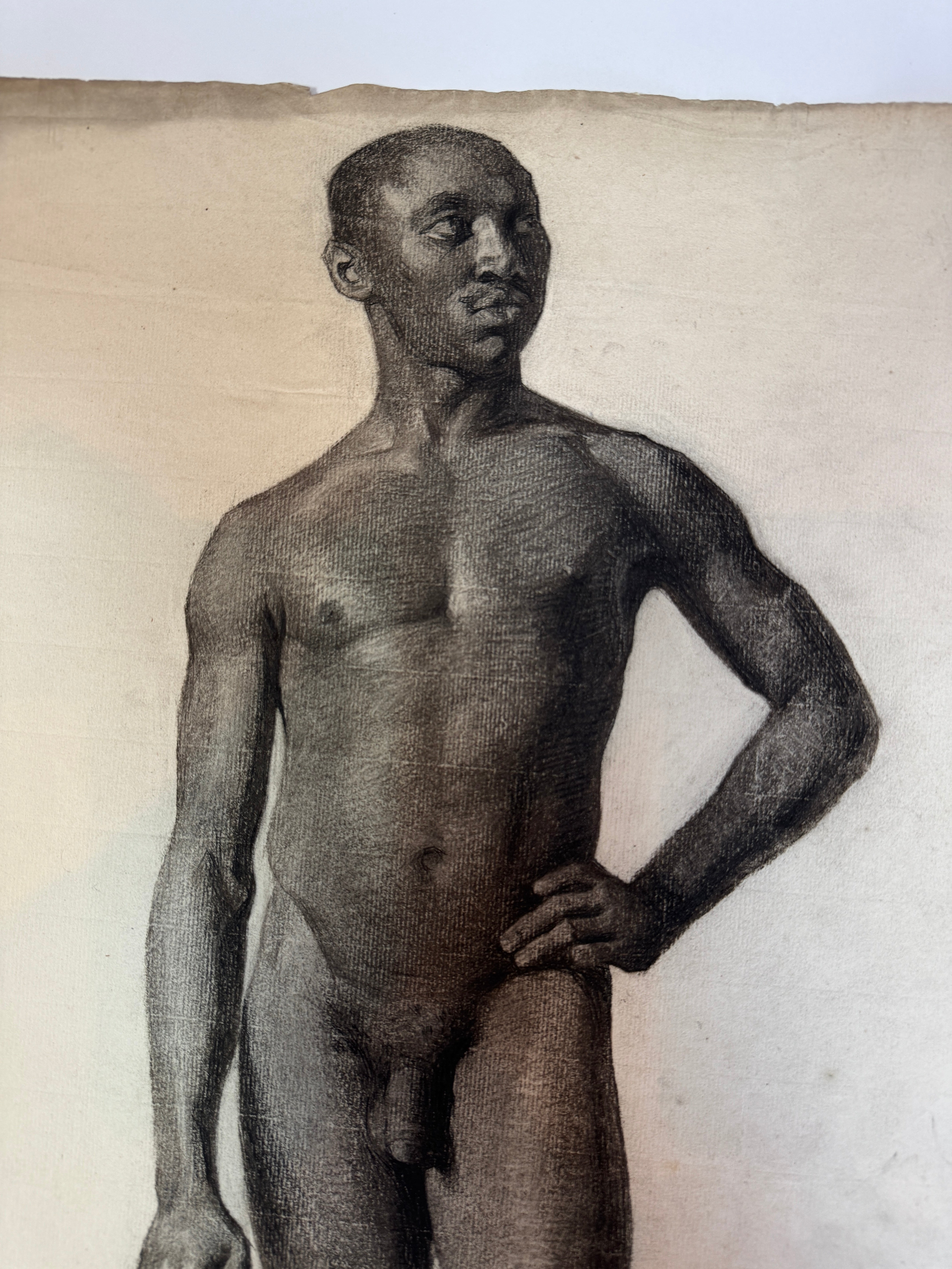 AW6-004: Egbert Cadmus Studio Drawing of a Standing Male - Pencil & Charcoal