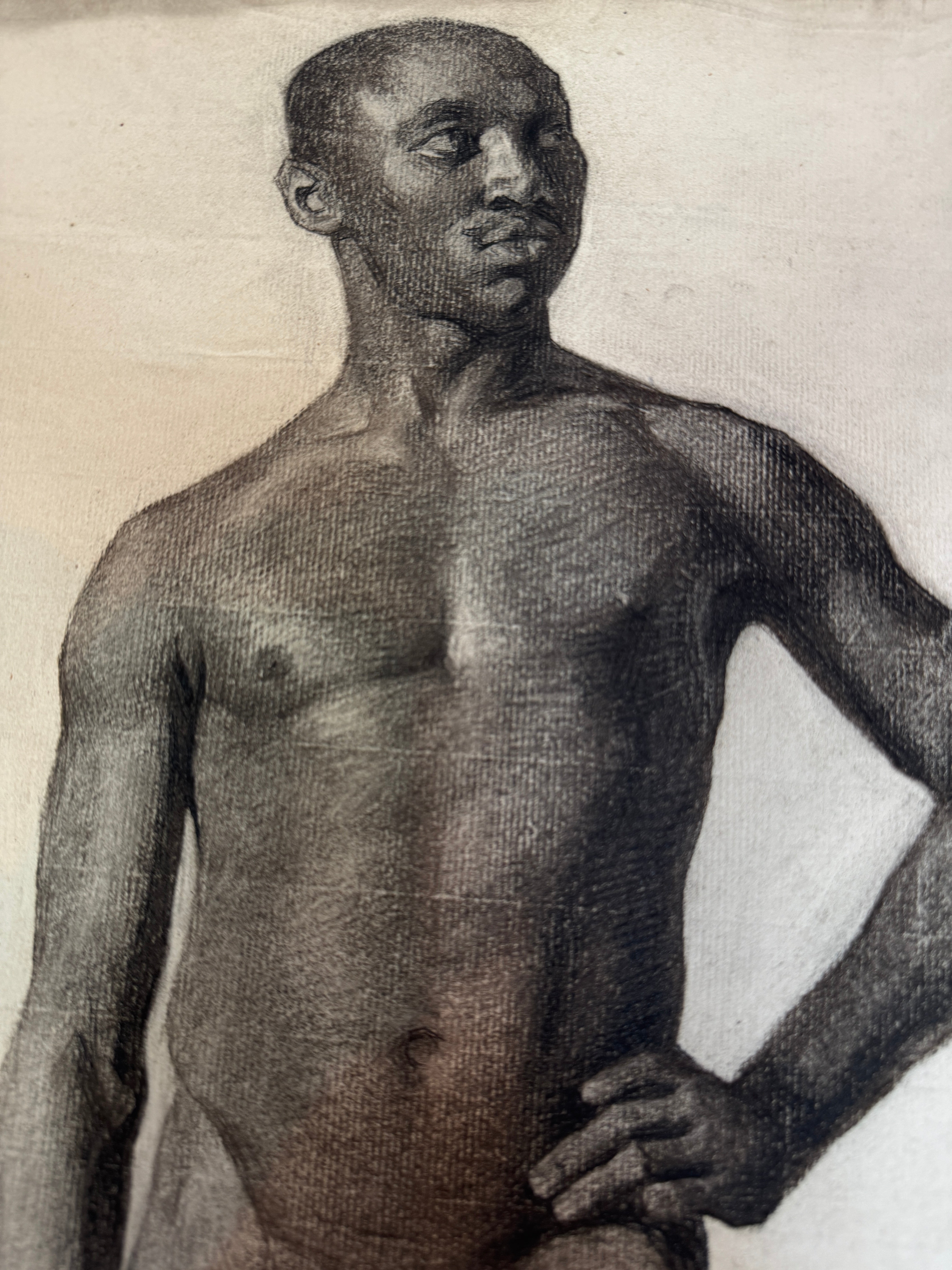 AW6-004: Egbert Cadmus Studio Drawing of a Standing Male - Pencil & Charcoal
