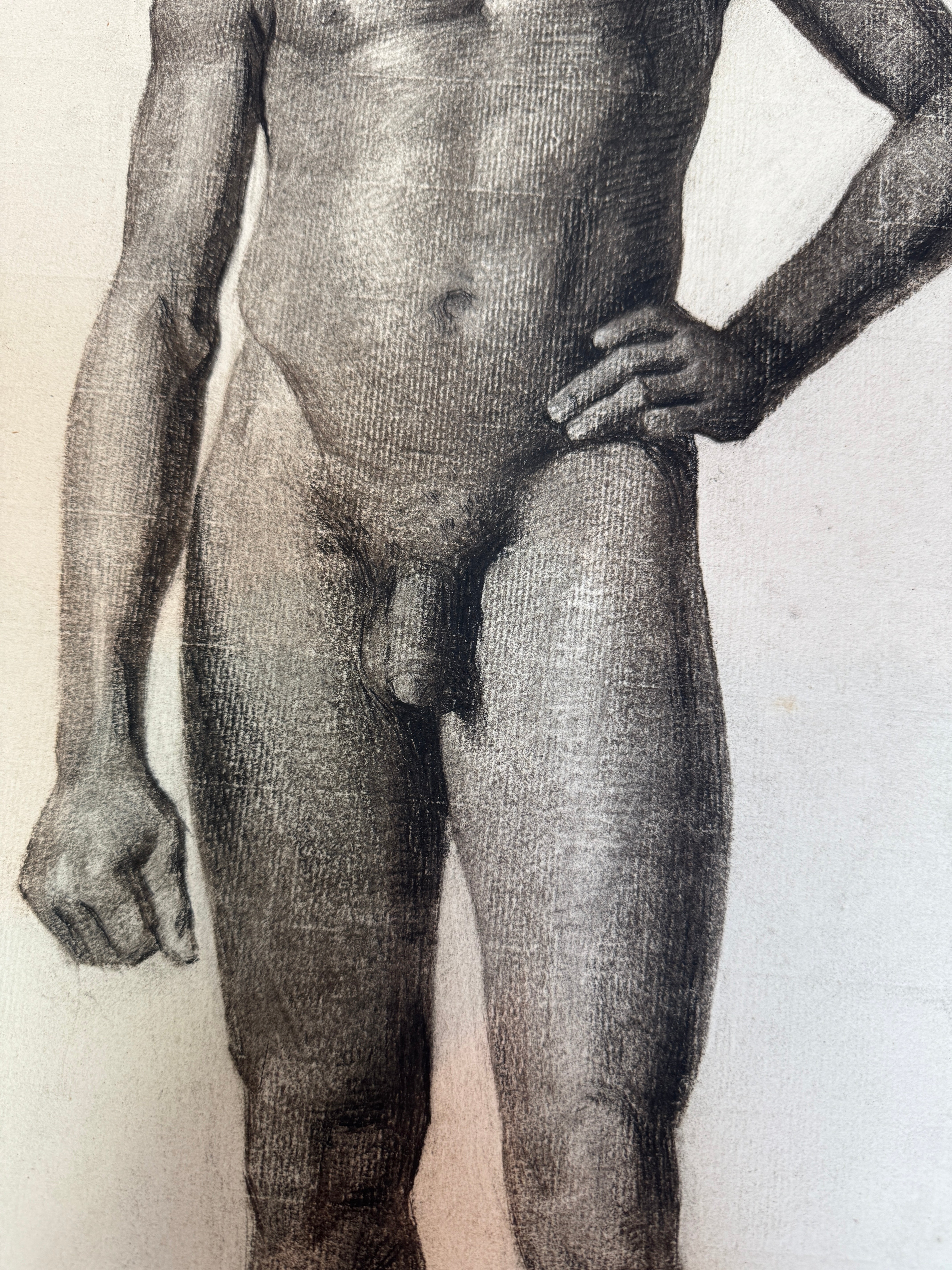 AW6-004: Egbert Cadmus Studio Drawing of a Standing Male - Pencil & Charcoal