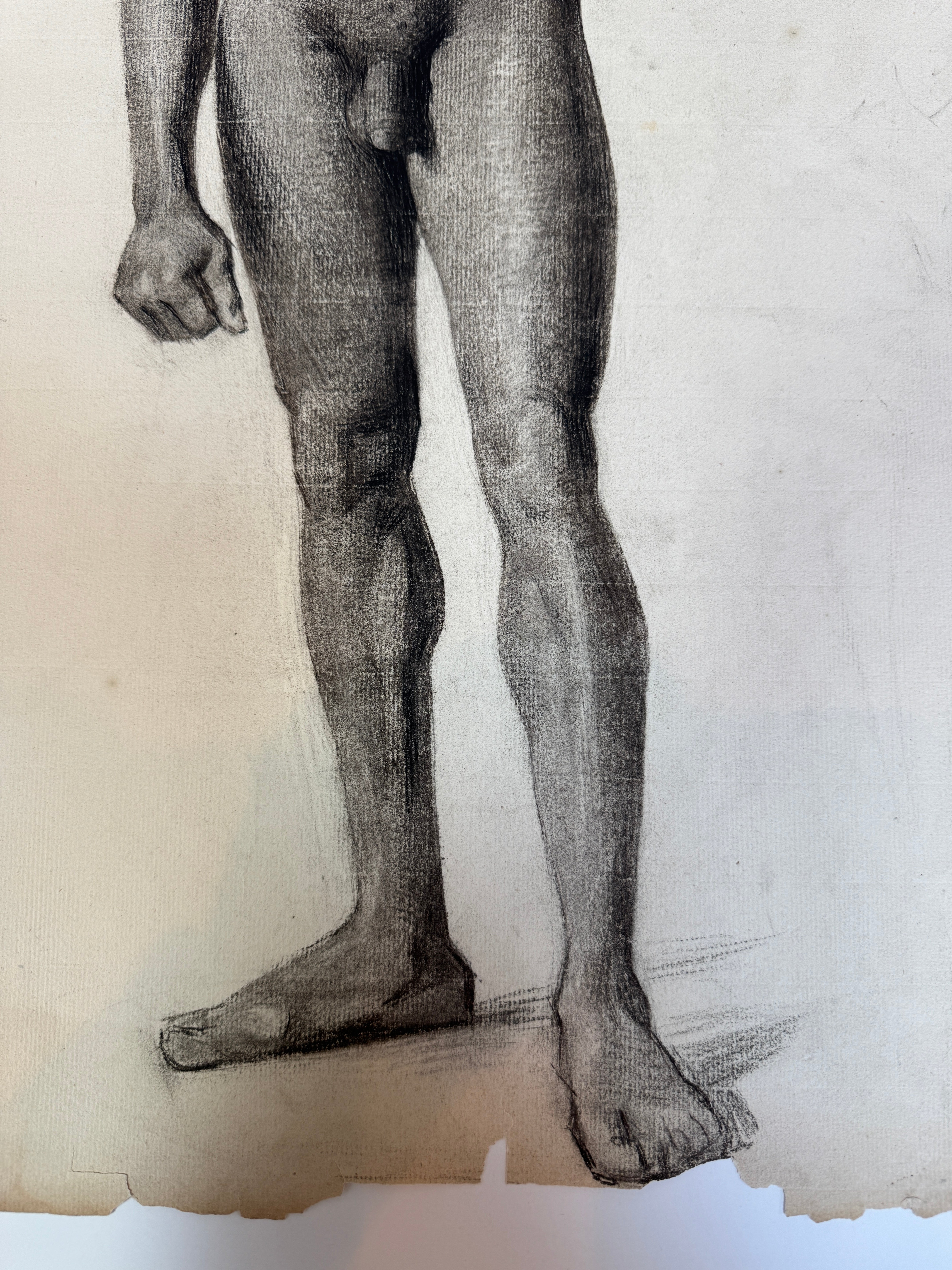 AW6-004: Egbert Cadmus Studio Drawing of a Standing Male - Pencil & Charcoal