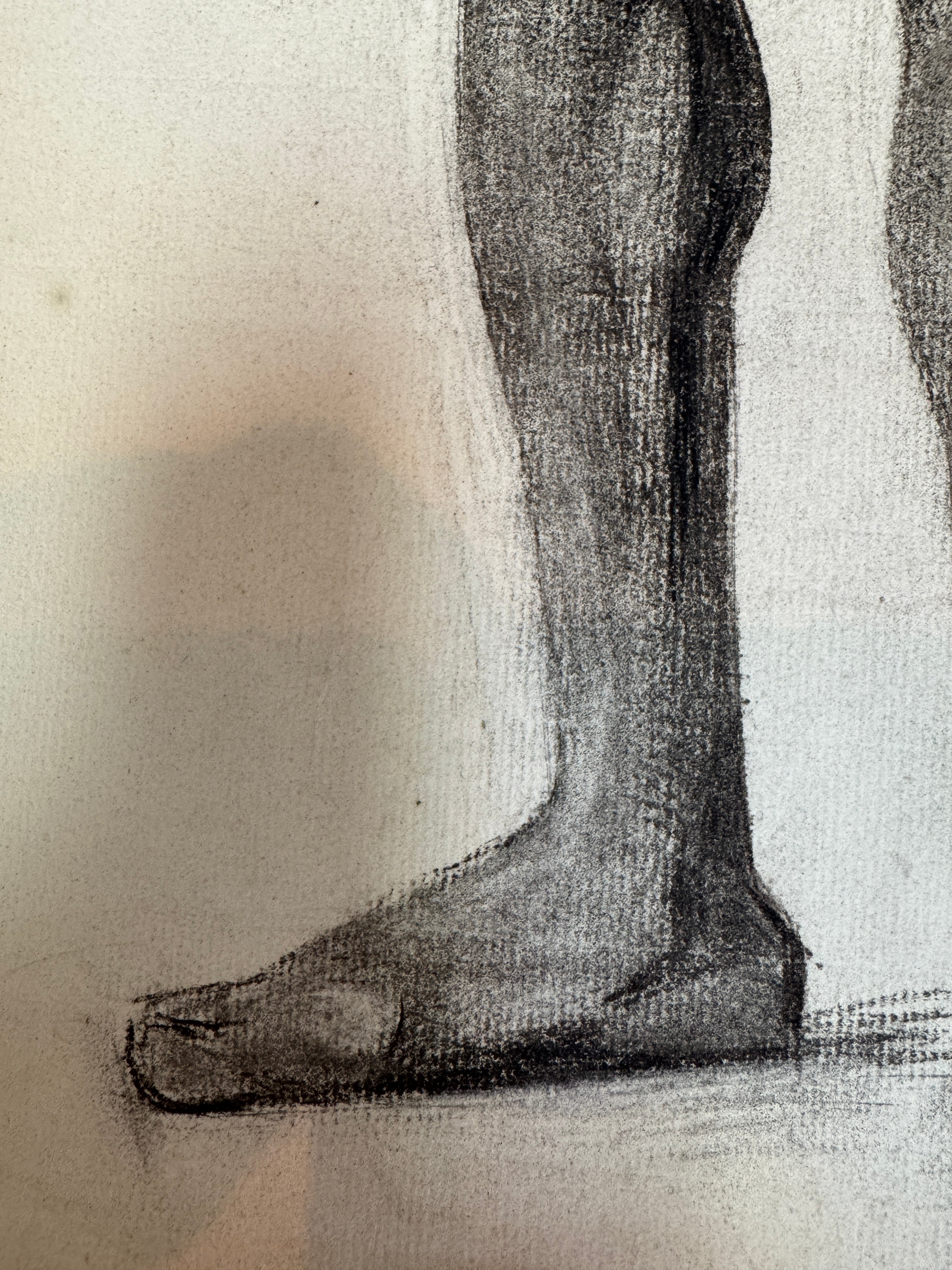 AW6-004: Egbert Cadmus Studio Drawing of a Standing Male - Pencil & Charcoal