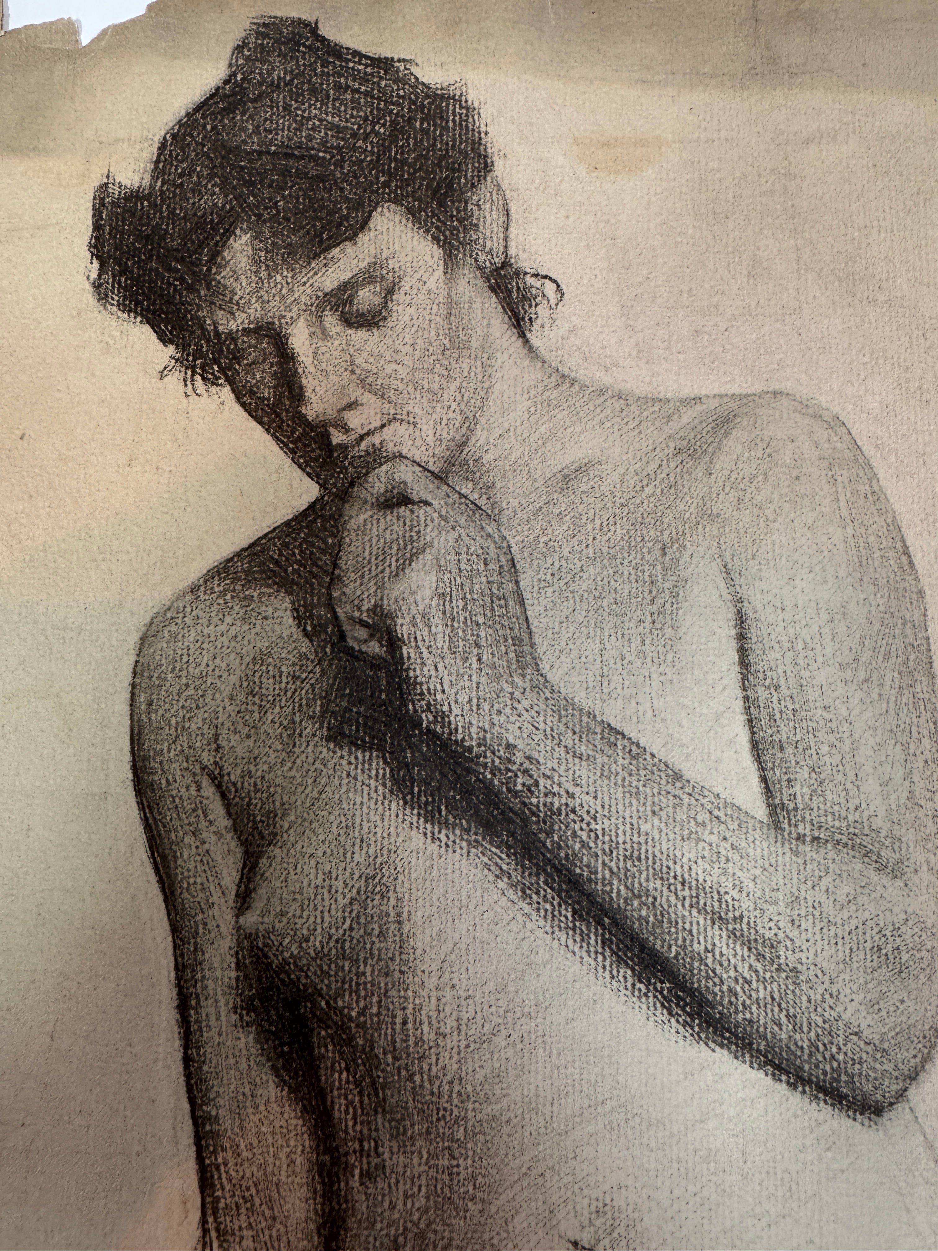 AW6-002: Egbert Cadmus Studio Drawing of a Standing Female - Pencil & Charcoal