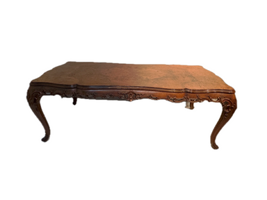&nbsp;Antique French Louis XV Style Beechwood and Burl Walnut Highly Carved Dining Table Circa 1900 | Work of Man