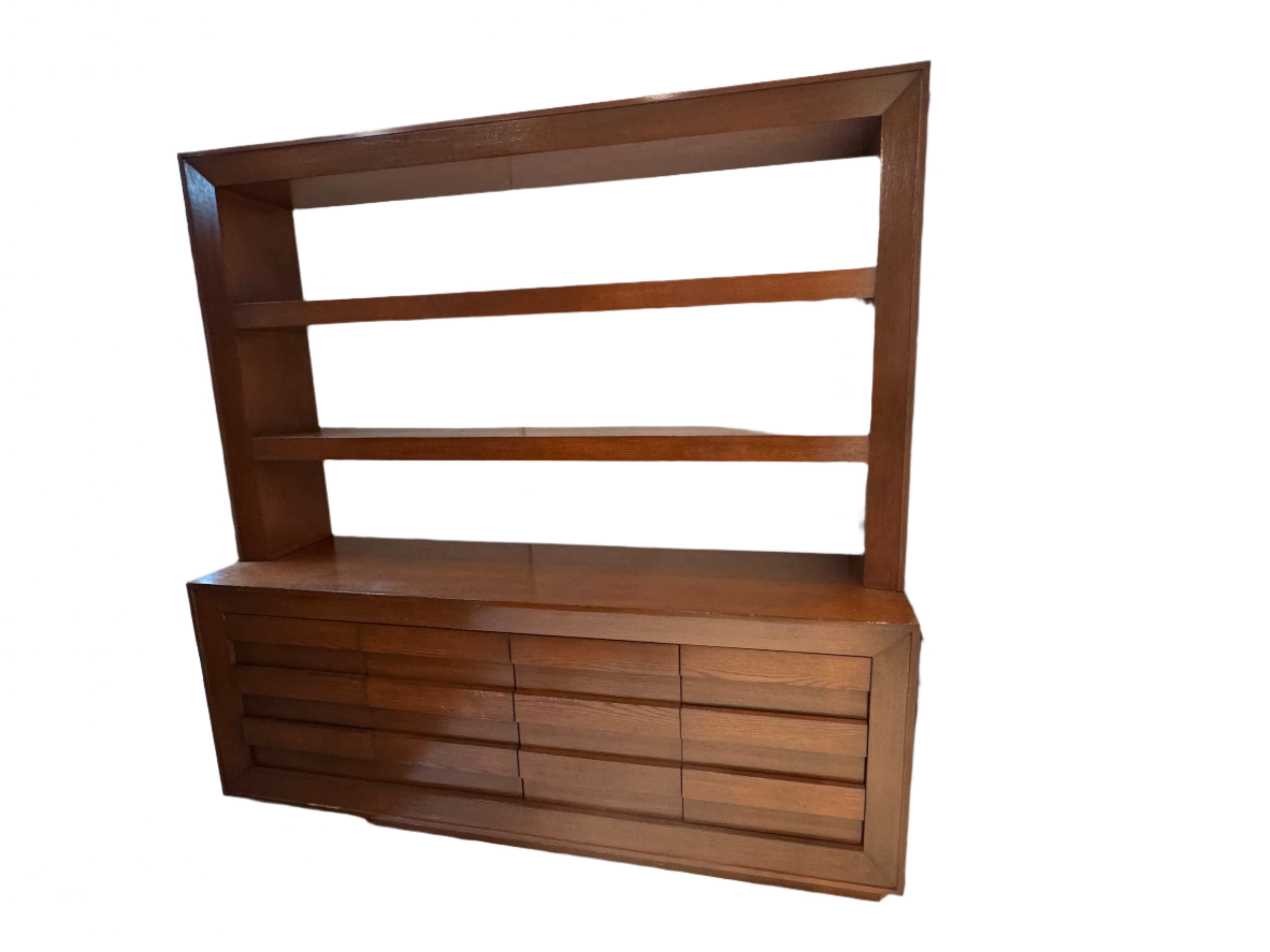 Vintage Oak Display Shelves and Cabinet | Work of Man
