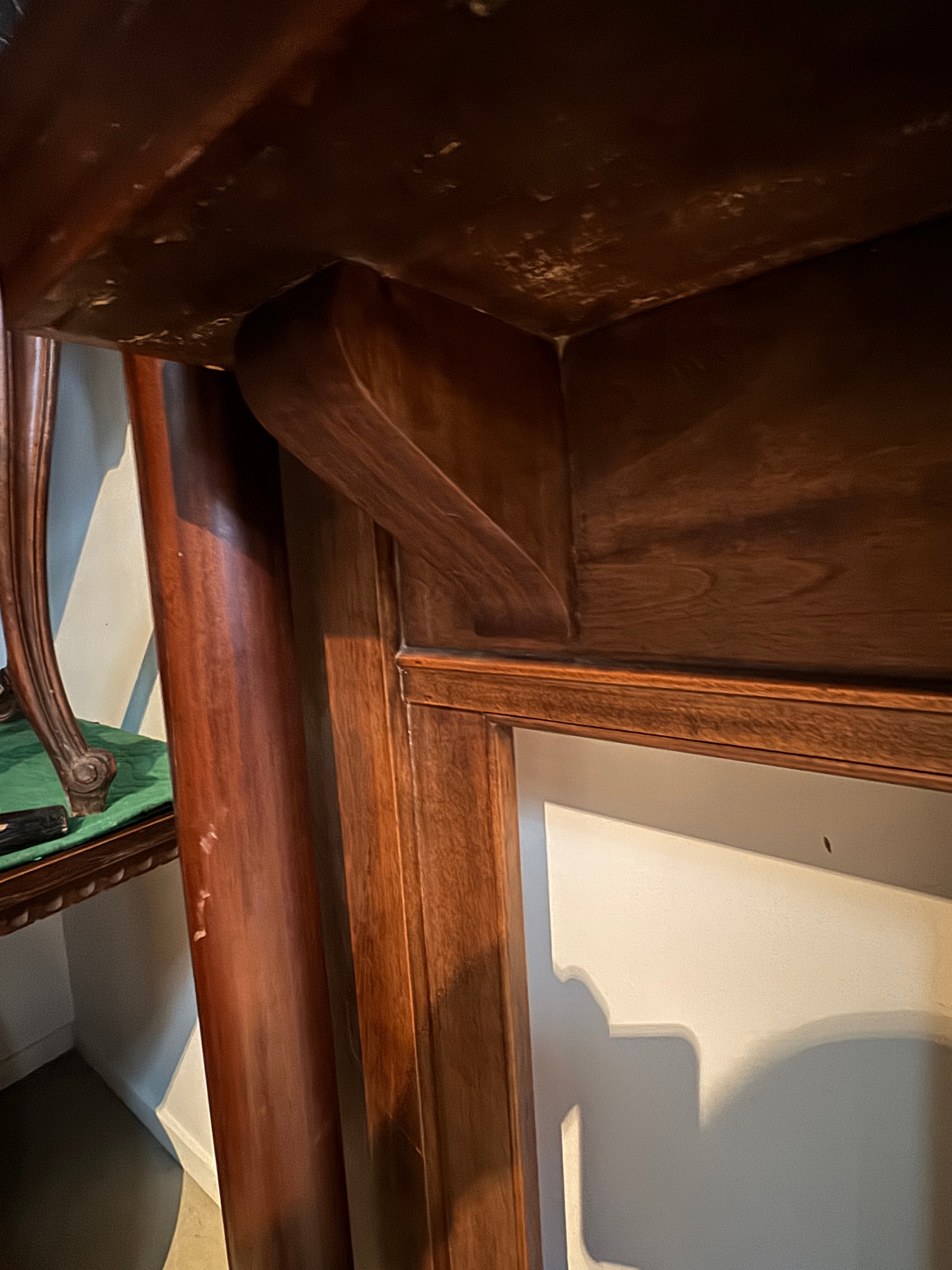 AA6-106: Antique Mahogany Fireplace Mantel with Inset Mirror Opening Circa 1900