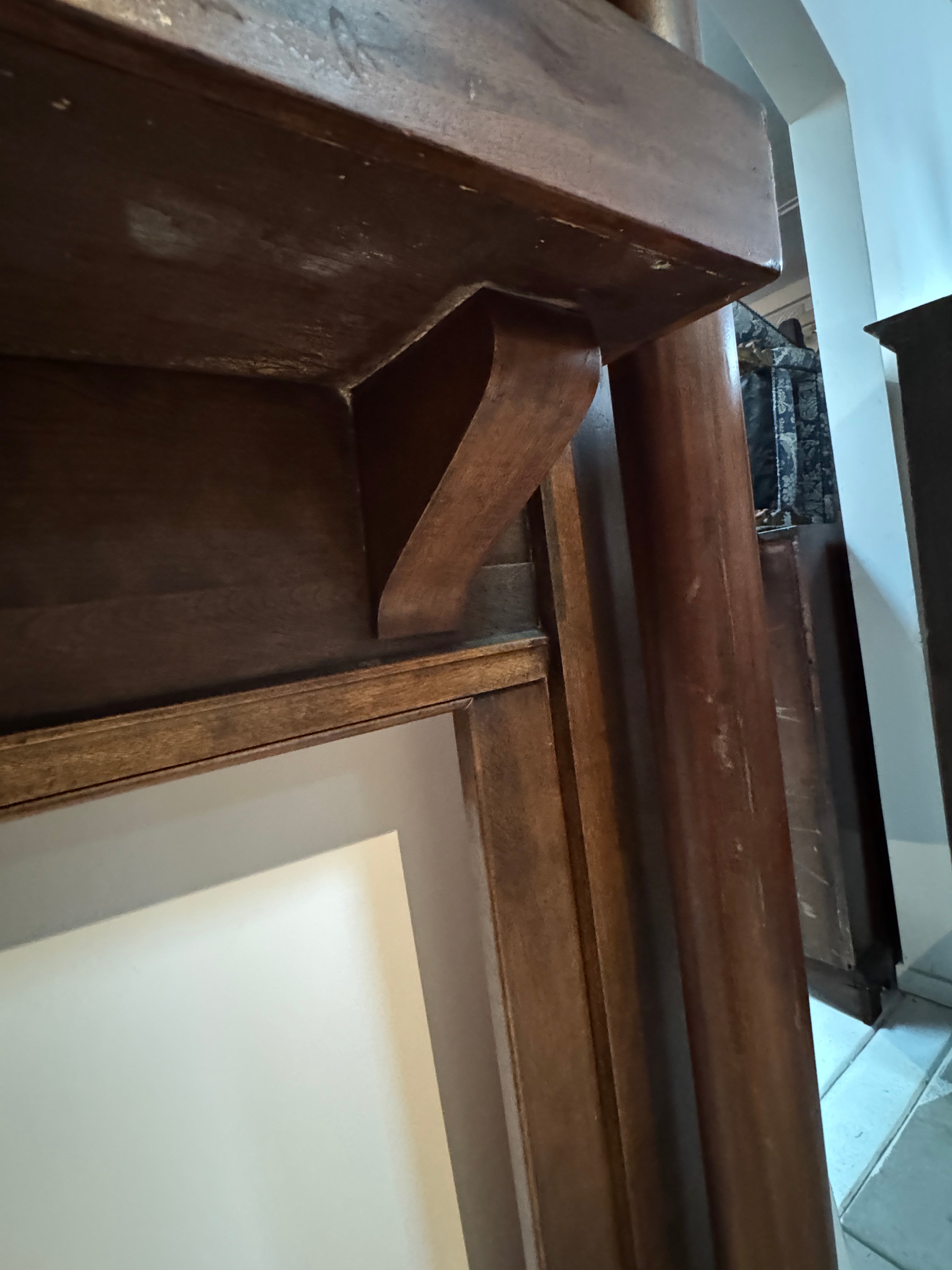 AA6-106: Antique Mahogany Fireplace Mantel with Inset Mirror Opening Circa 1900