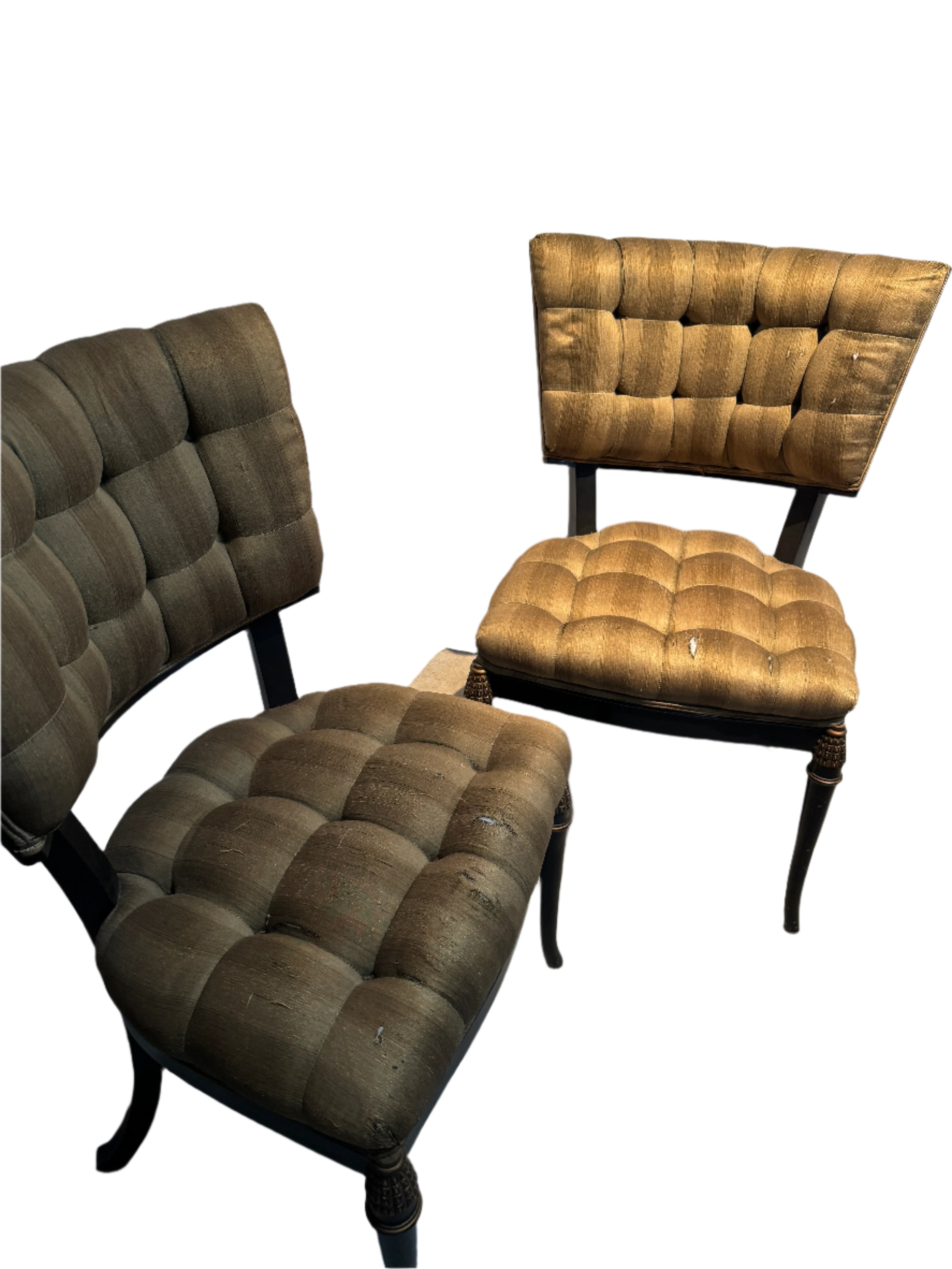 AF2-313: Vintage Pair of mid 20th Century Billy Haines Style Hollywood Regency Style Side Chairs (Needing New Upholstery)