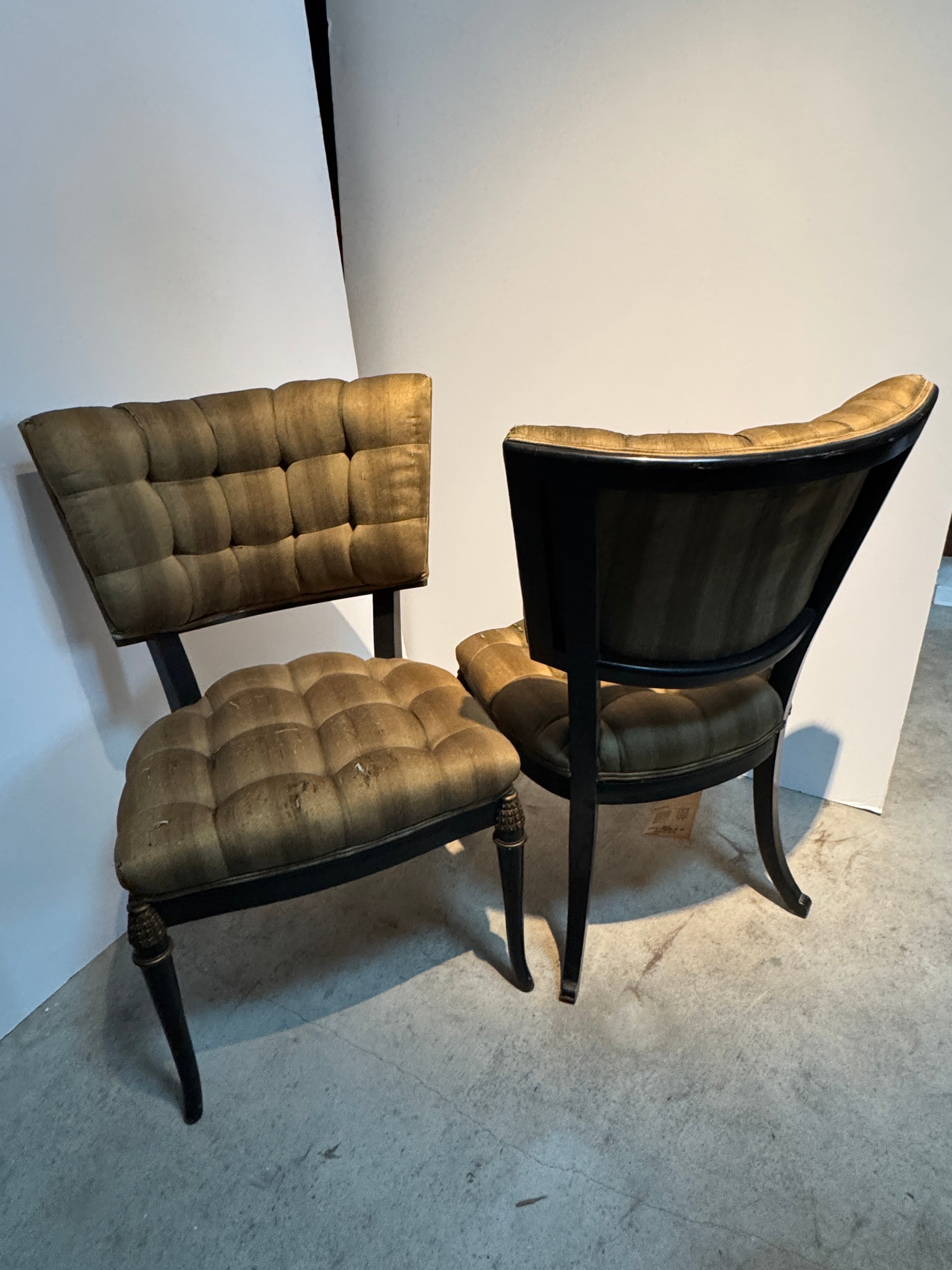 AF2-313: Vintage Pair of mid 20th Century Billy Haines Style Hollywood Regency Style Side Chairs (Needing New Upholstery)