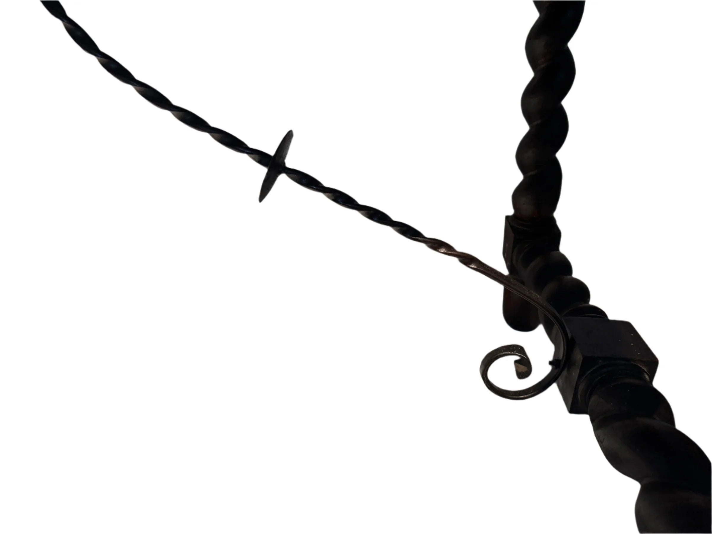 AF1-312: Antique Late 19th Century  Spanish Colonial Revival Table with Barley Twist Legs & Iron Stretchers