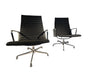 Vintage Eames Lounge Chairs Pair Black Leather Post 1985 | Work of Man