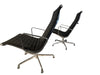 Vintage Eames Lounge Chairs Pair Black Leather Post 1985