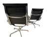 Vintage Eames Lounge Chairs Pair Black Leather Post 1985