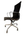 Vintage Eames Group Management Desk Chair Black Leather Five Star Base Post 1985