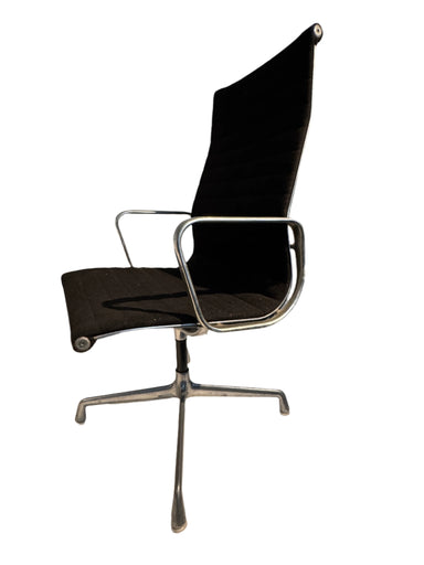 Vintage Eames Group Management Aluminum Executive Desk Chair Black Fabric Four Star Base