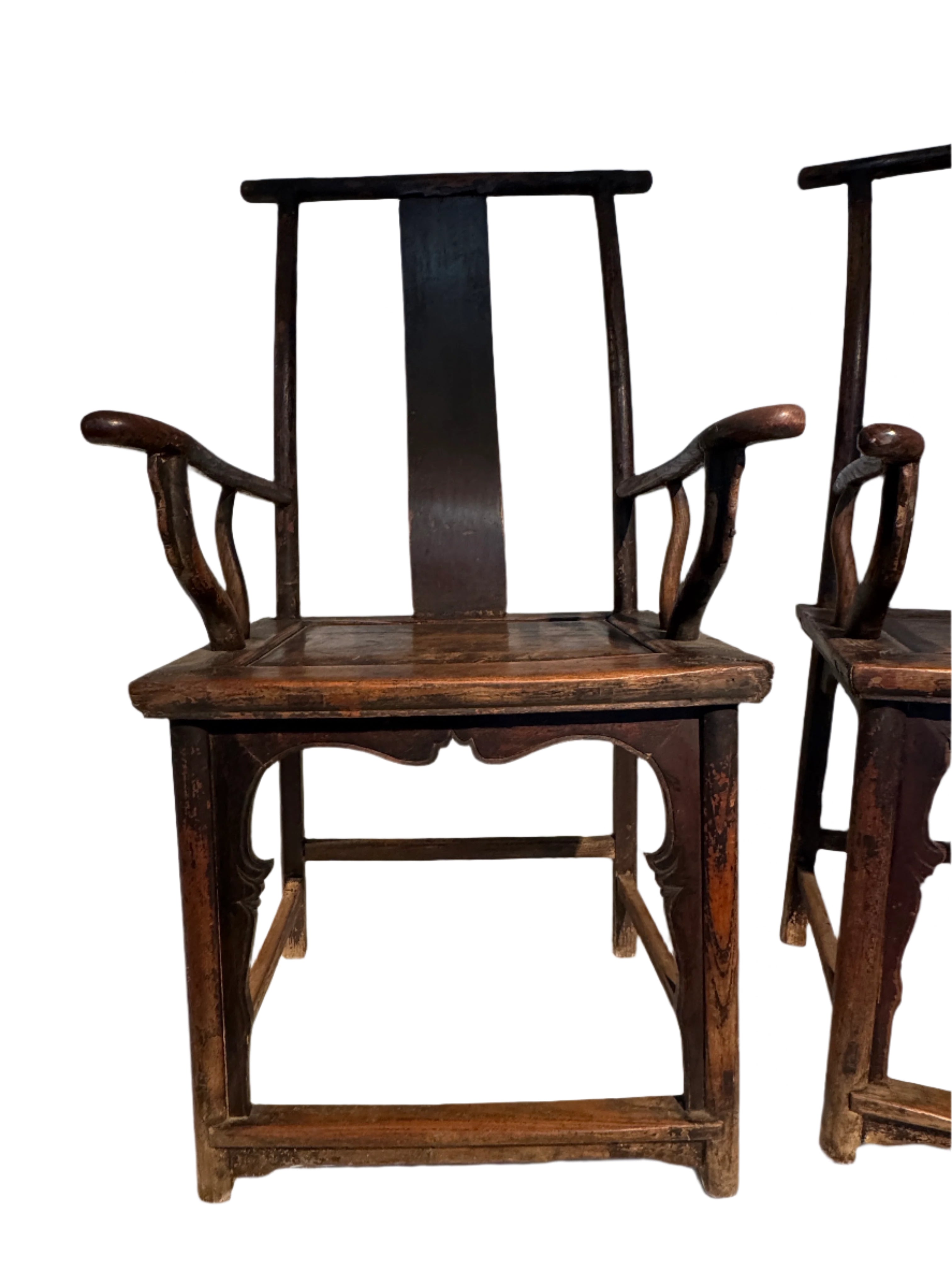 Antique Pair of Chinese "Sichutou” Official's  Hat Armchairs