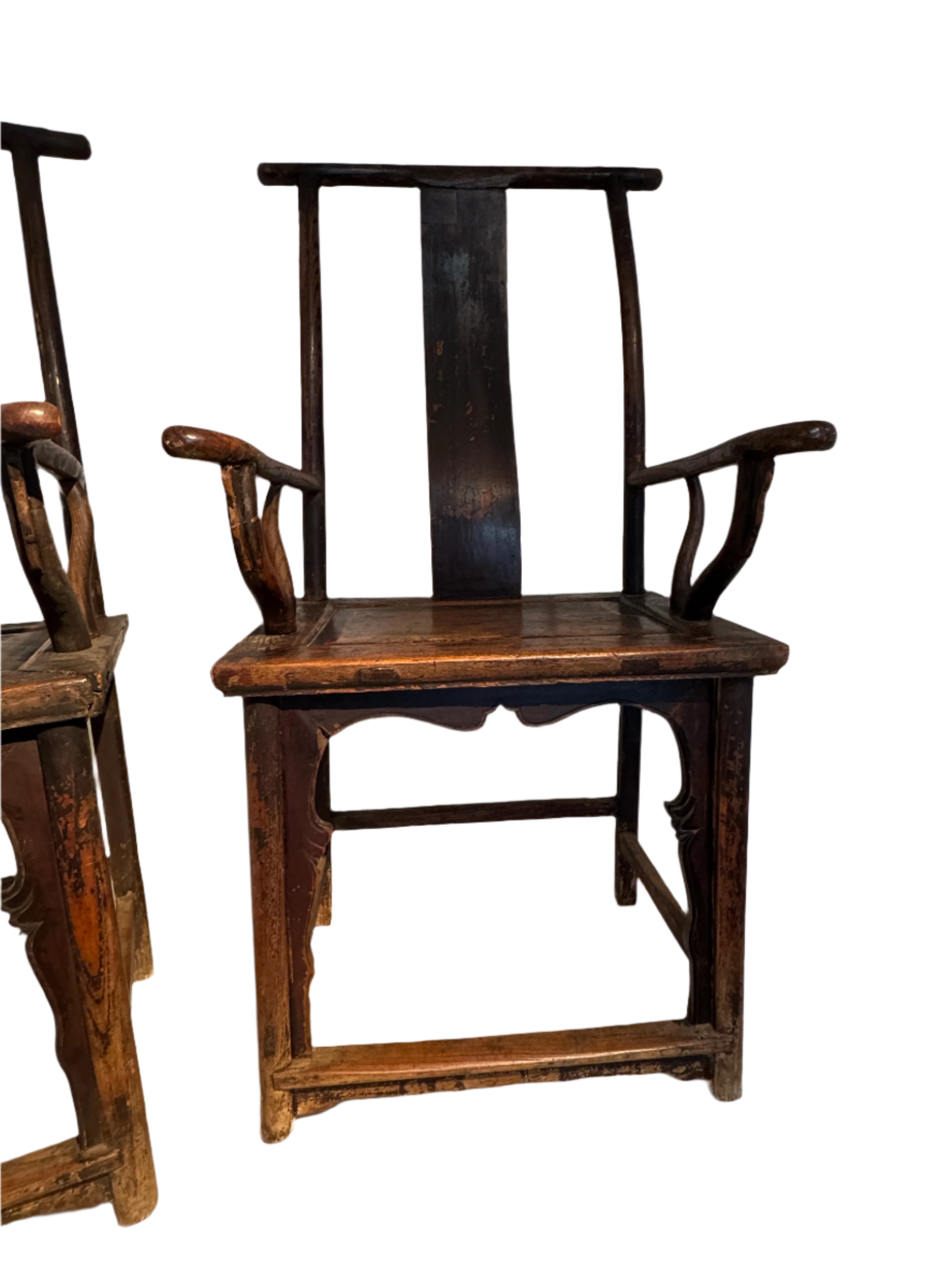 Antique Pair of Chinese "Sichutou” Official's  Hat Armchairs