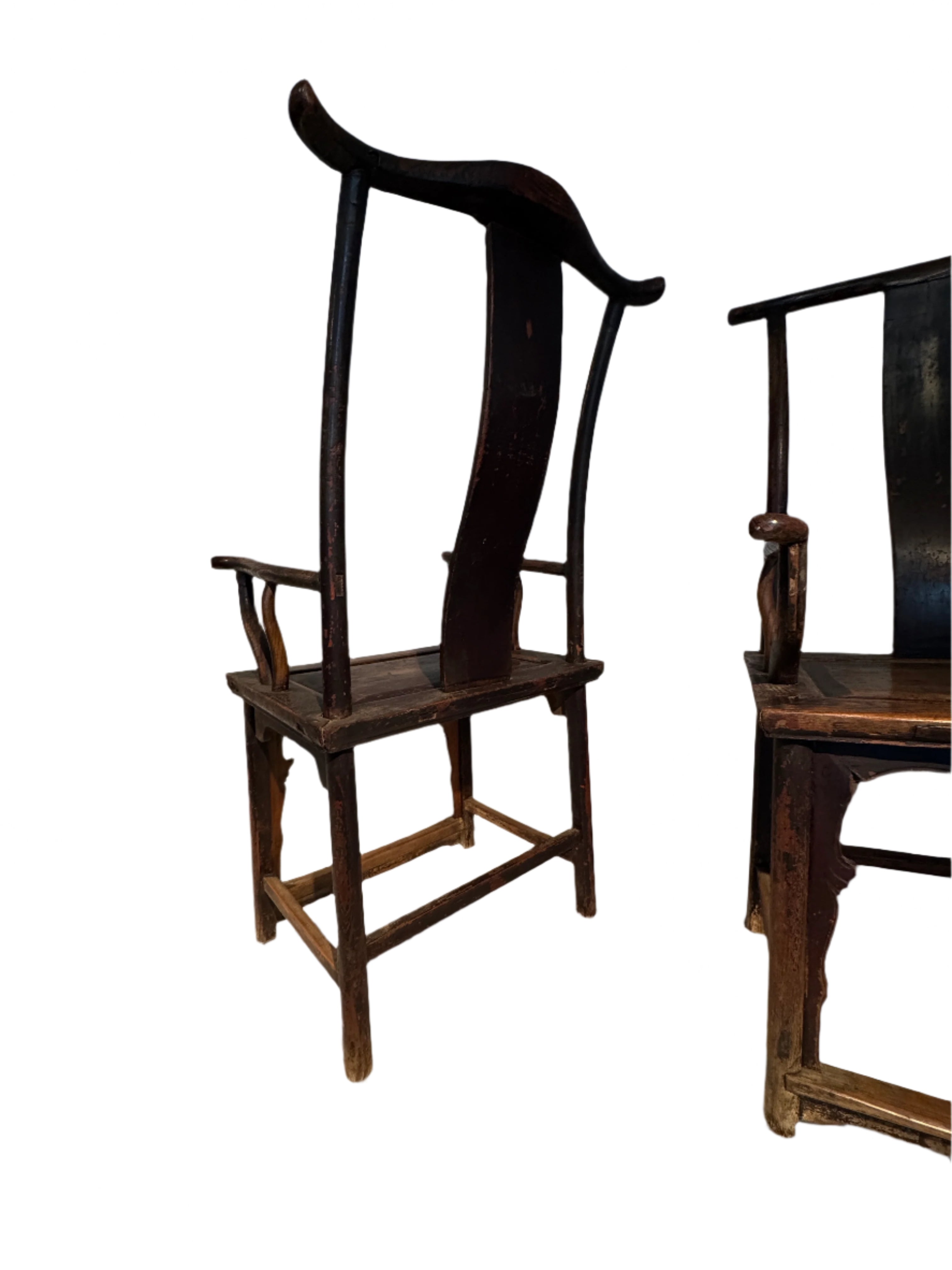 Antique Pair of Chinese "Sichutou” Official's  Hat Armchairs