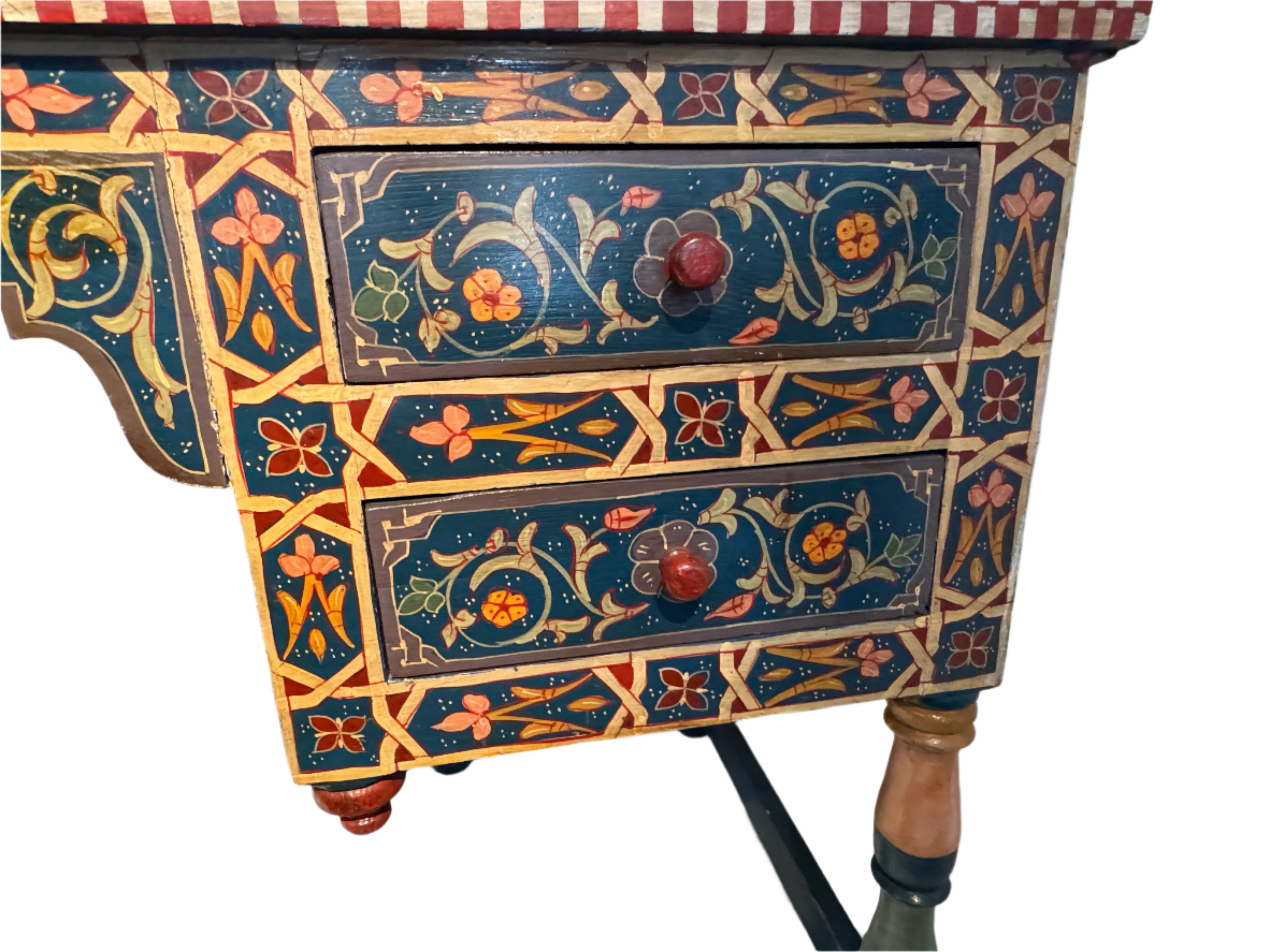 Vintage Moroccan Hand Painted Desk and Chair Late 20th Century | Work of Man