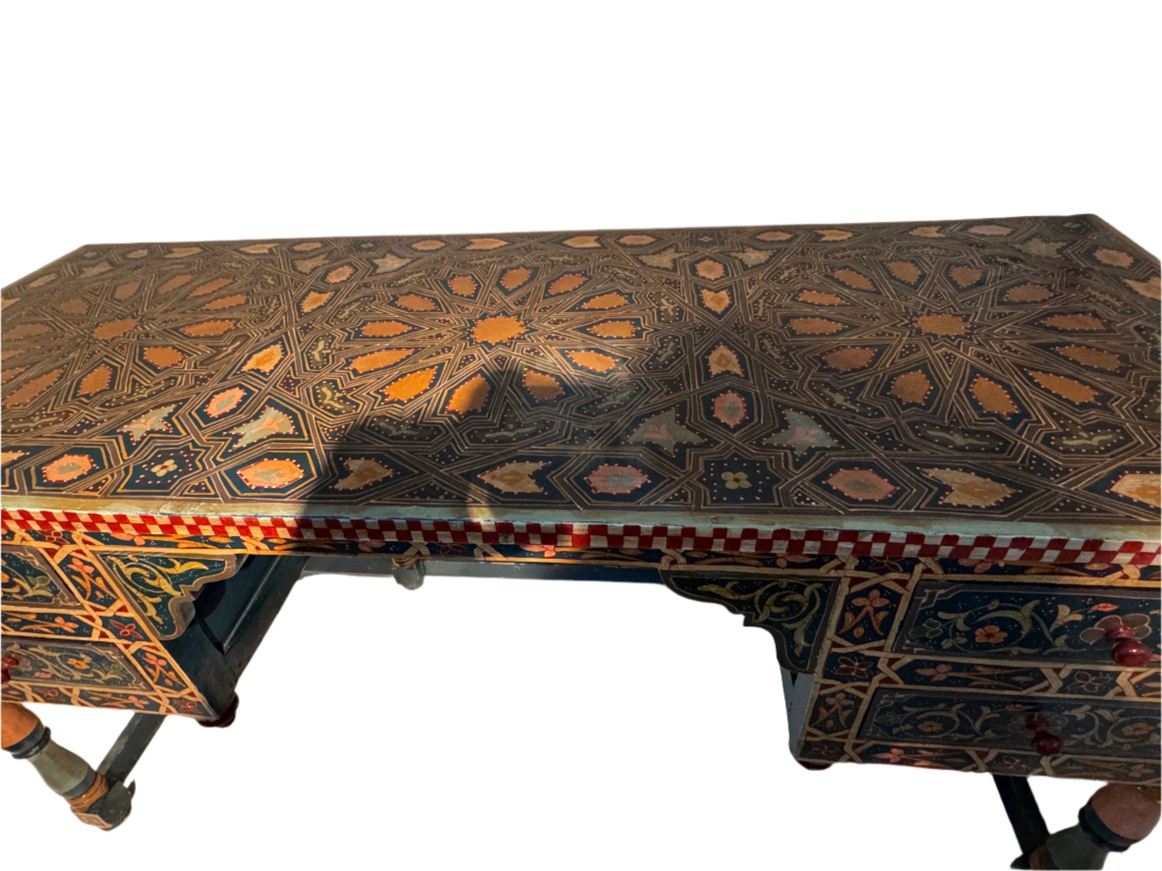 Vintage Moroccan Hand Painted Desk and Chair Late 20th Century | Work of Man