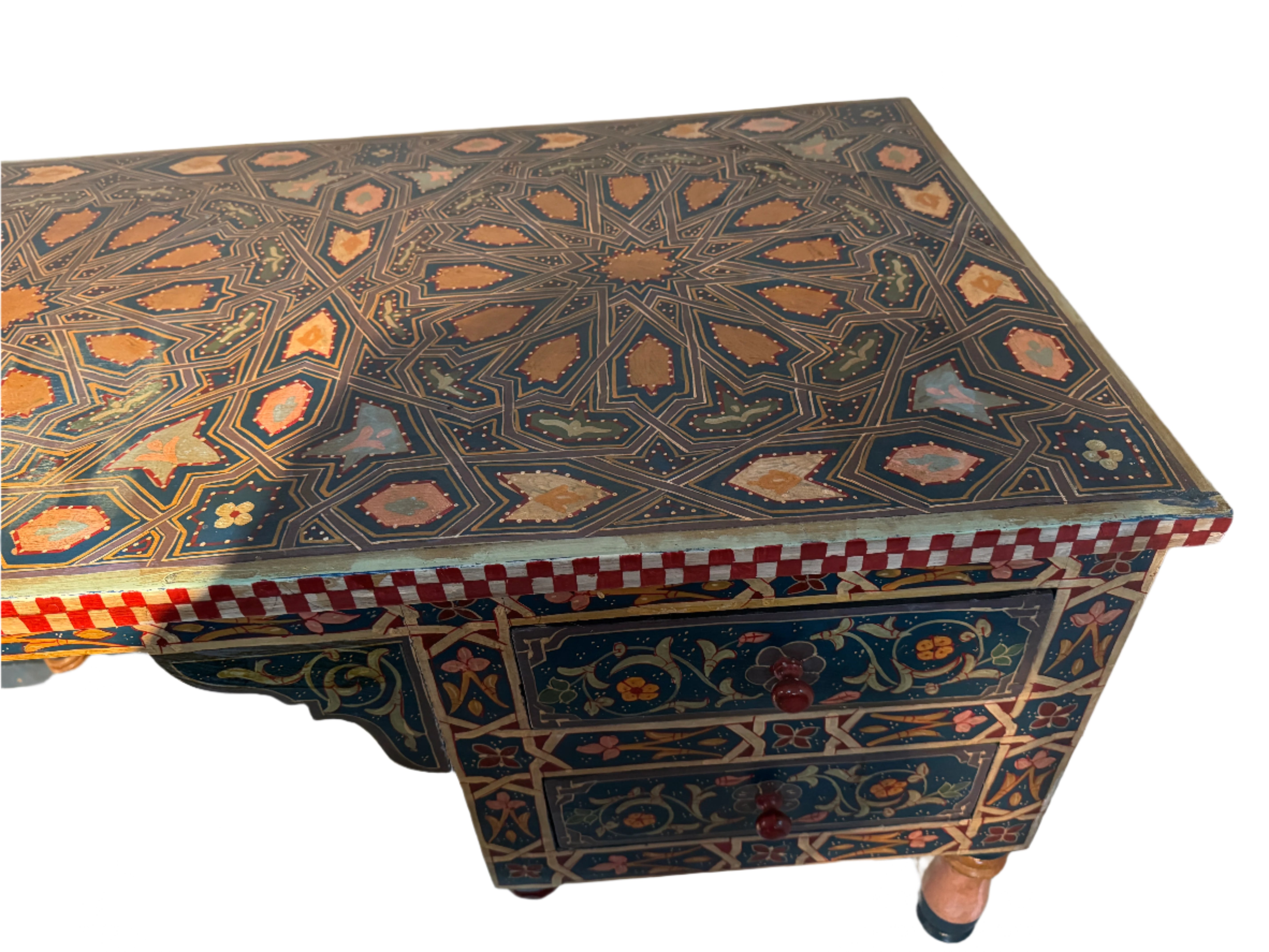 Vintage Moroccan Hand Painted Desk and Chair Late 20th Century | Work of Man