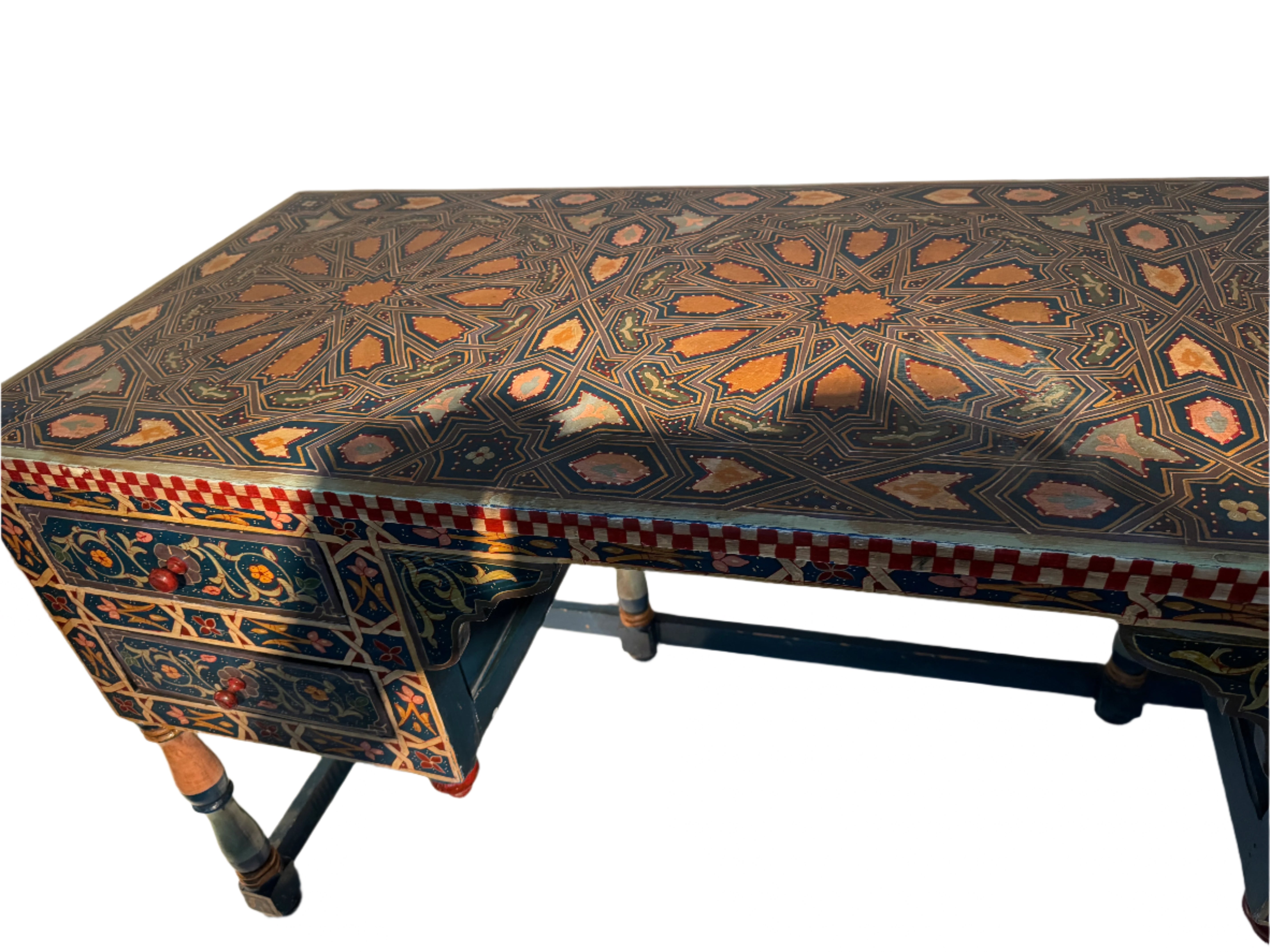 Vintage Moroccan Hand Painted Desk and Chair Late 20th Century | Work of Man