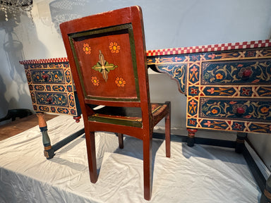 Vintage Moroccan Hand Painted Desk and Chair Late 20th Century | Work of Man