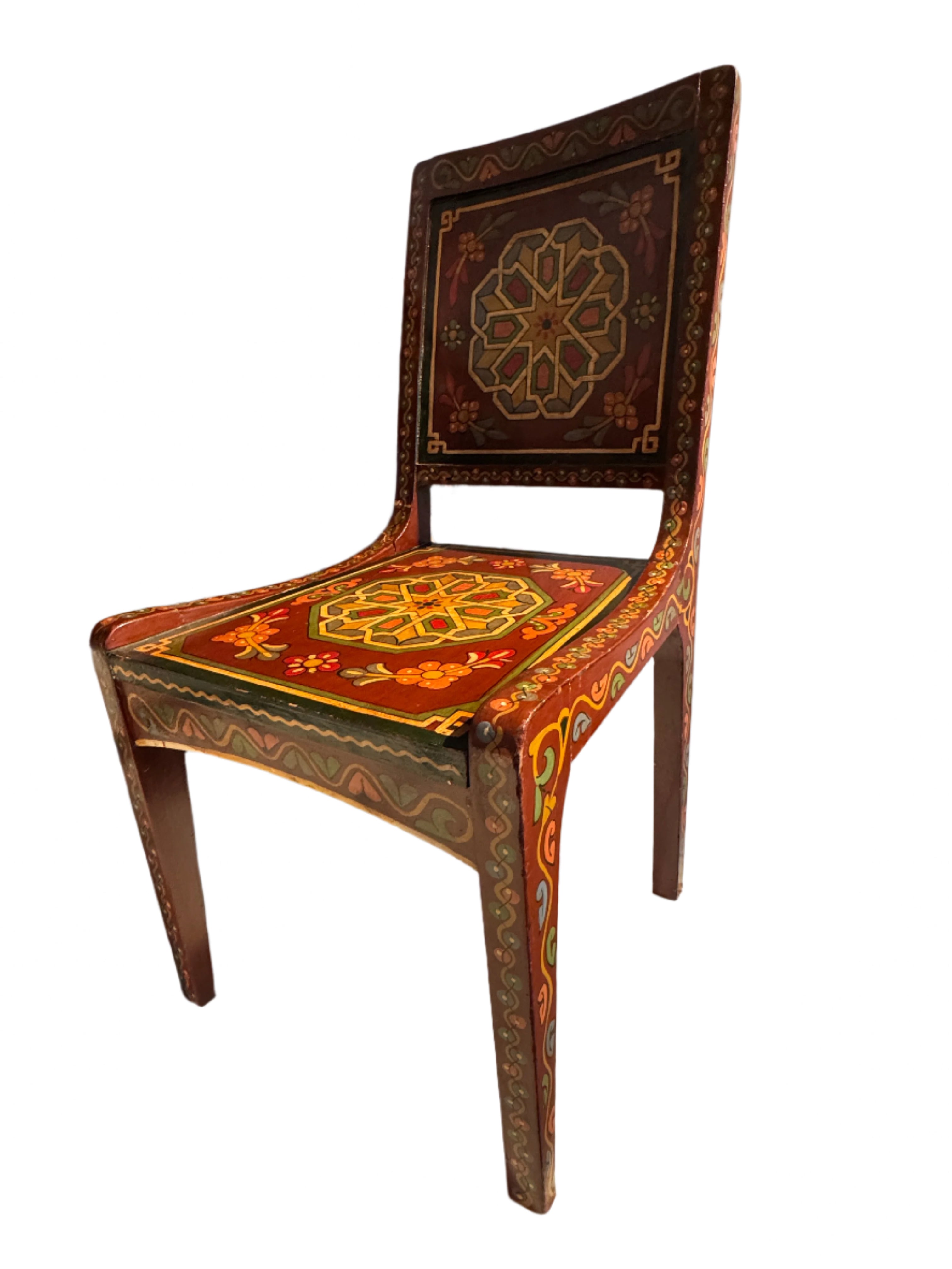 Vintage Moroccan Hand Painted Desk and Chair Late 20th Century | Work of Man