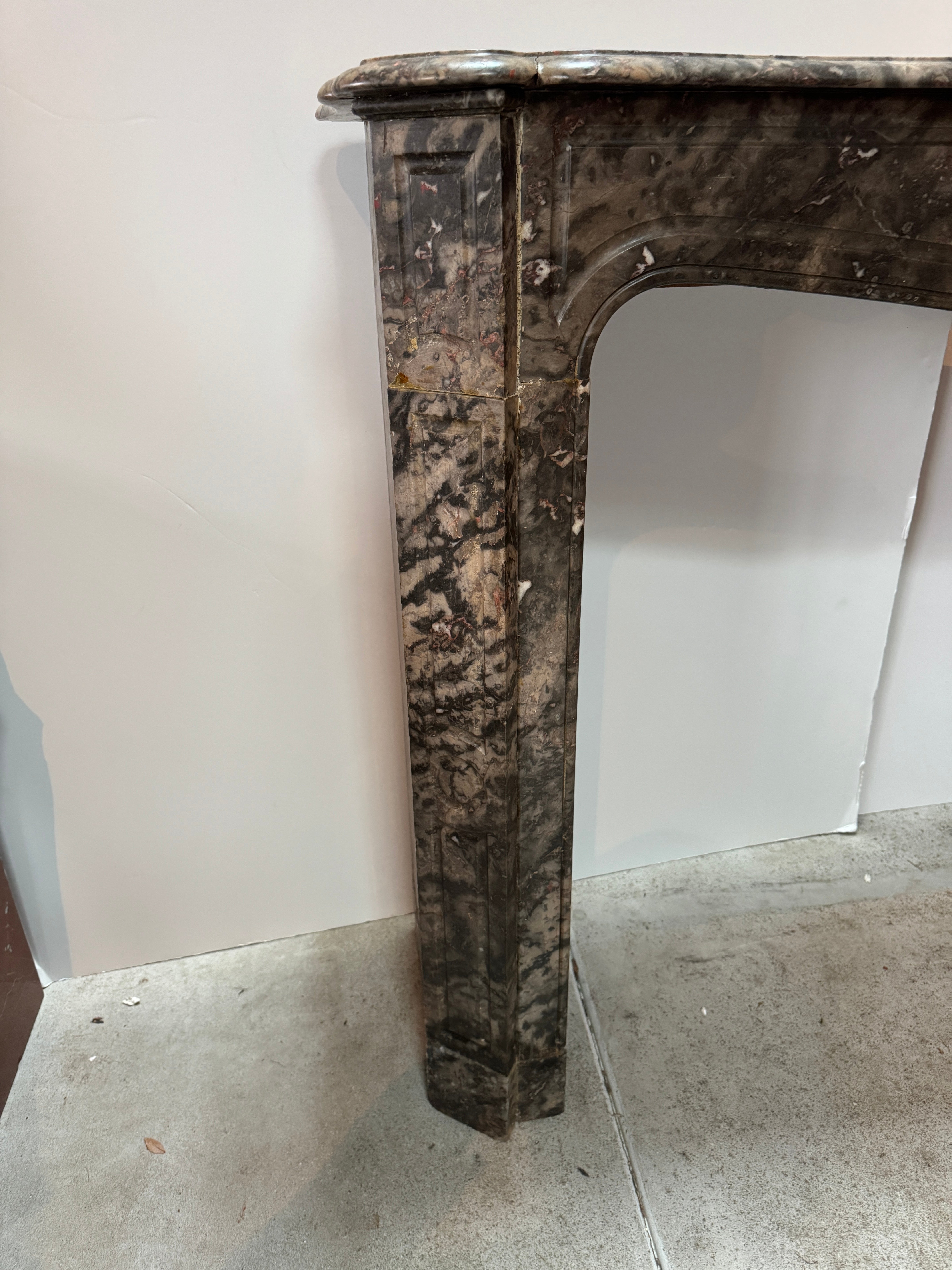 AA6-128: Antique French Louis XV Marble Mantel Late 18th Century