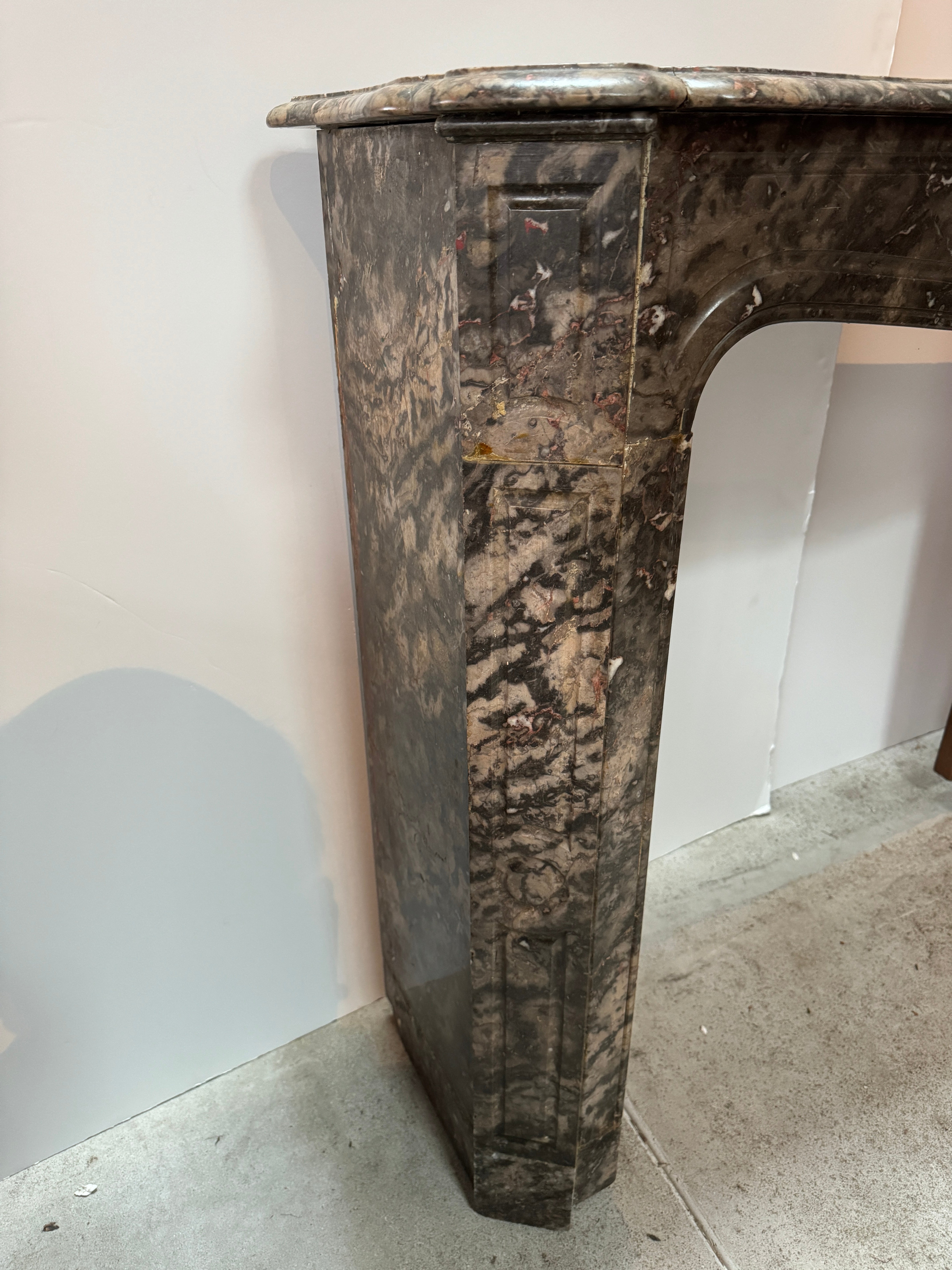 AA6-128: Antique French Louis XV Marble Mantel Late 18th Century