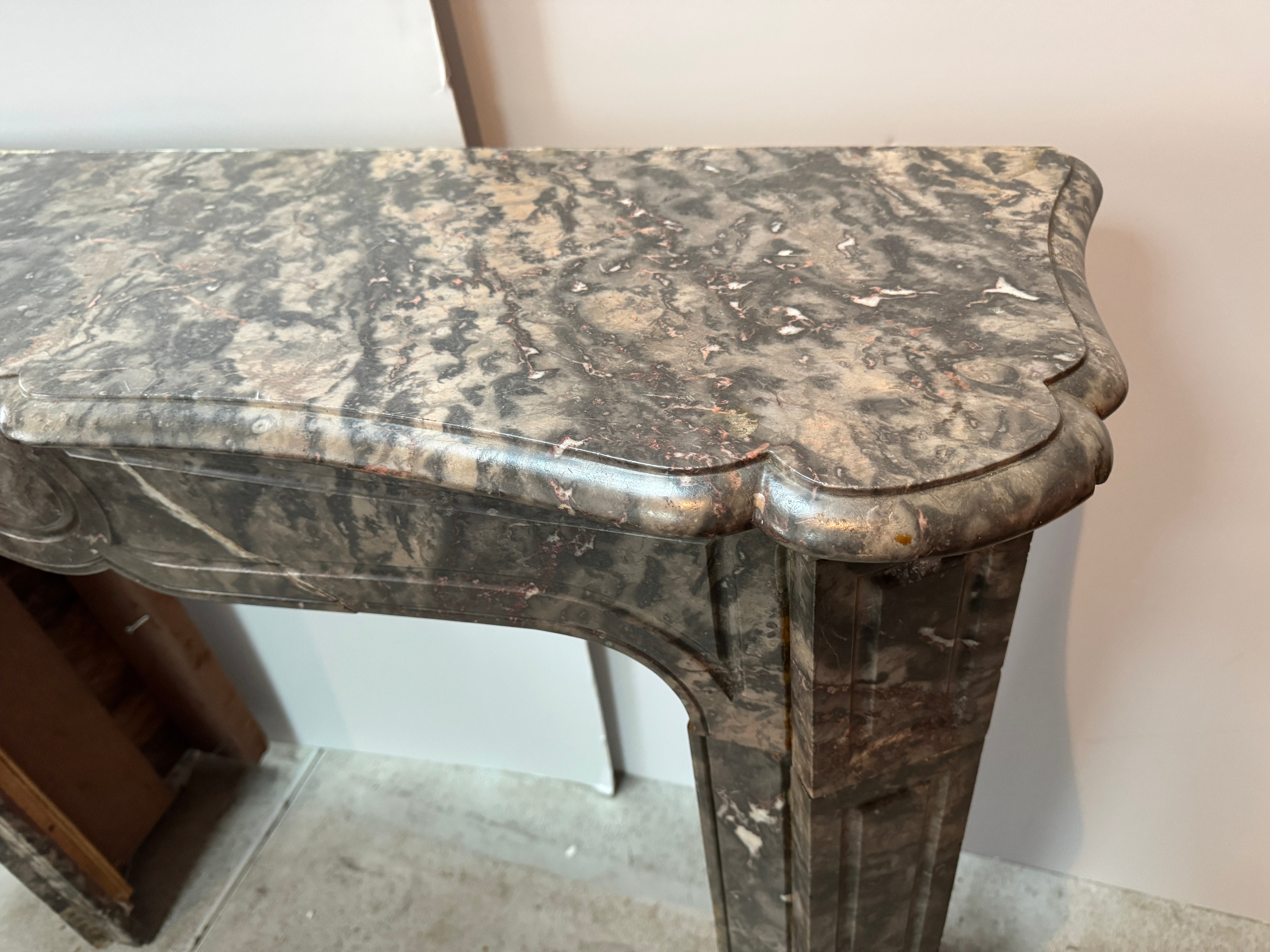 AA6-128: Antique French Louis XV Marble Mantel Late 18th Century