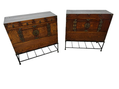 Antique Pair of Korean Elmwood Medicine Chests | Work of Man