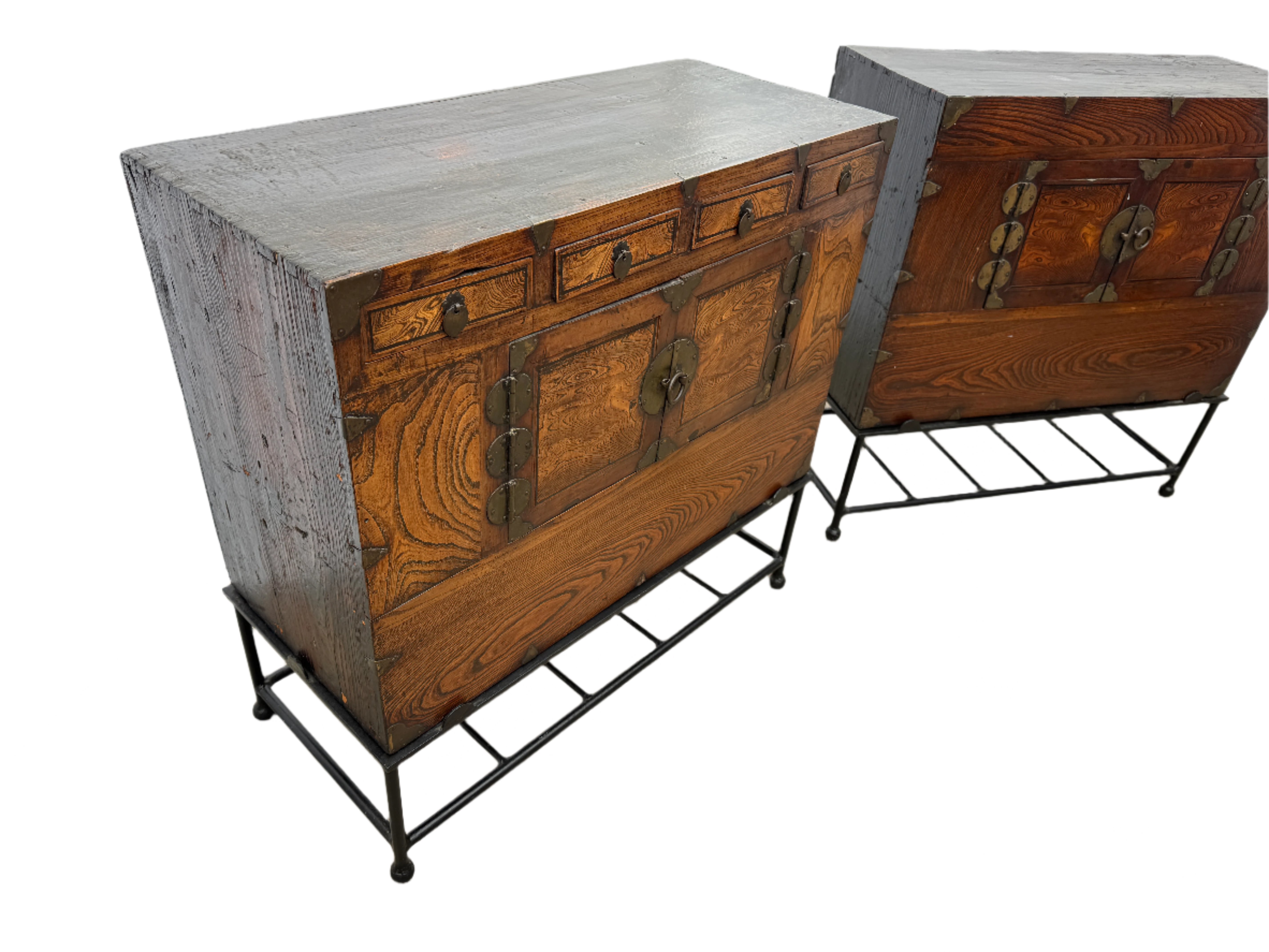 Antique Pair of Korean Elmwood Medicine Chests | Work of Man