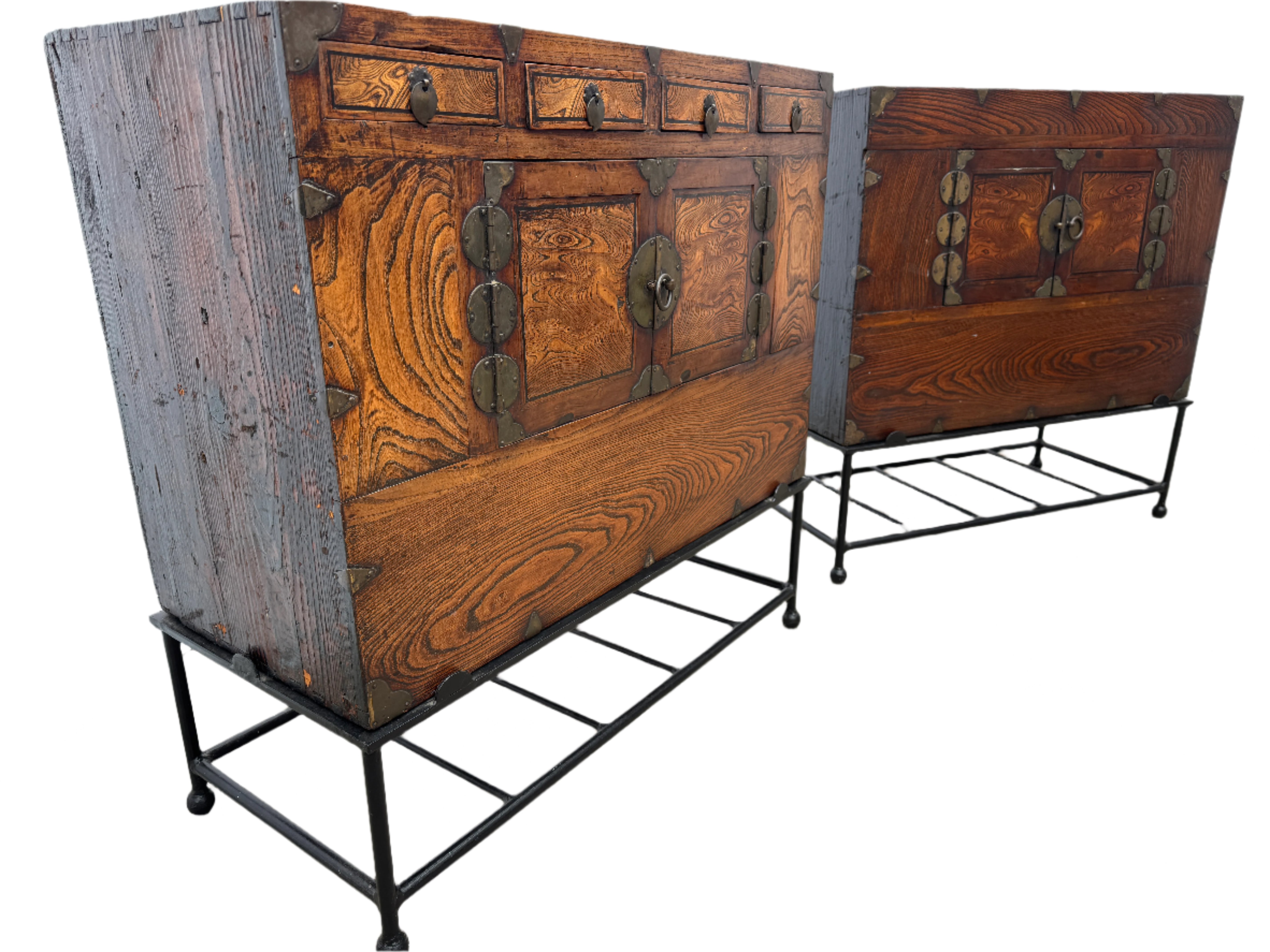 Antique Pair of Korean Elmwood Medicine Chests | Work of Man
