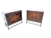 Antique Pair of Korean Elmwood Medicine Chests on Later Iron Stands | Work of Man